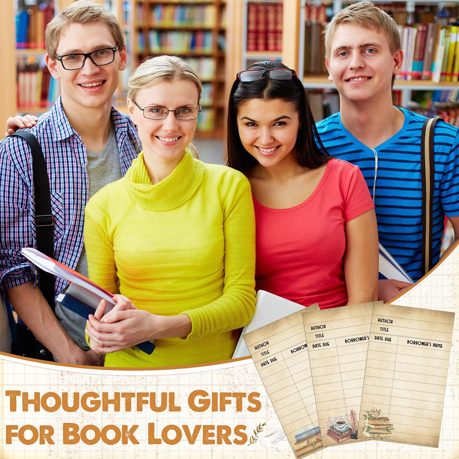 120 Set Library Book Pockets and Library Book Checkout Books Library Cards Ca…