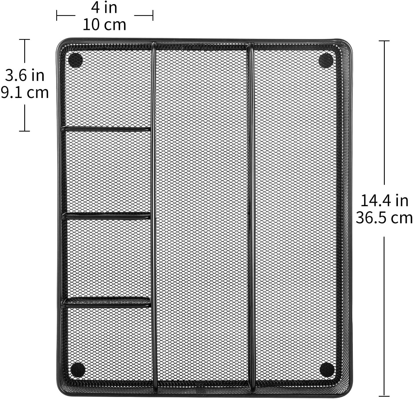 Metal Mesh Desk Organizer 6 Compartments Pen Holder Storage Tray Black
