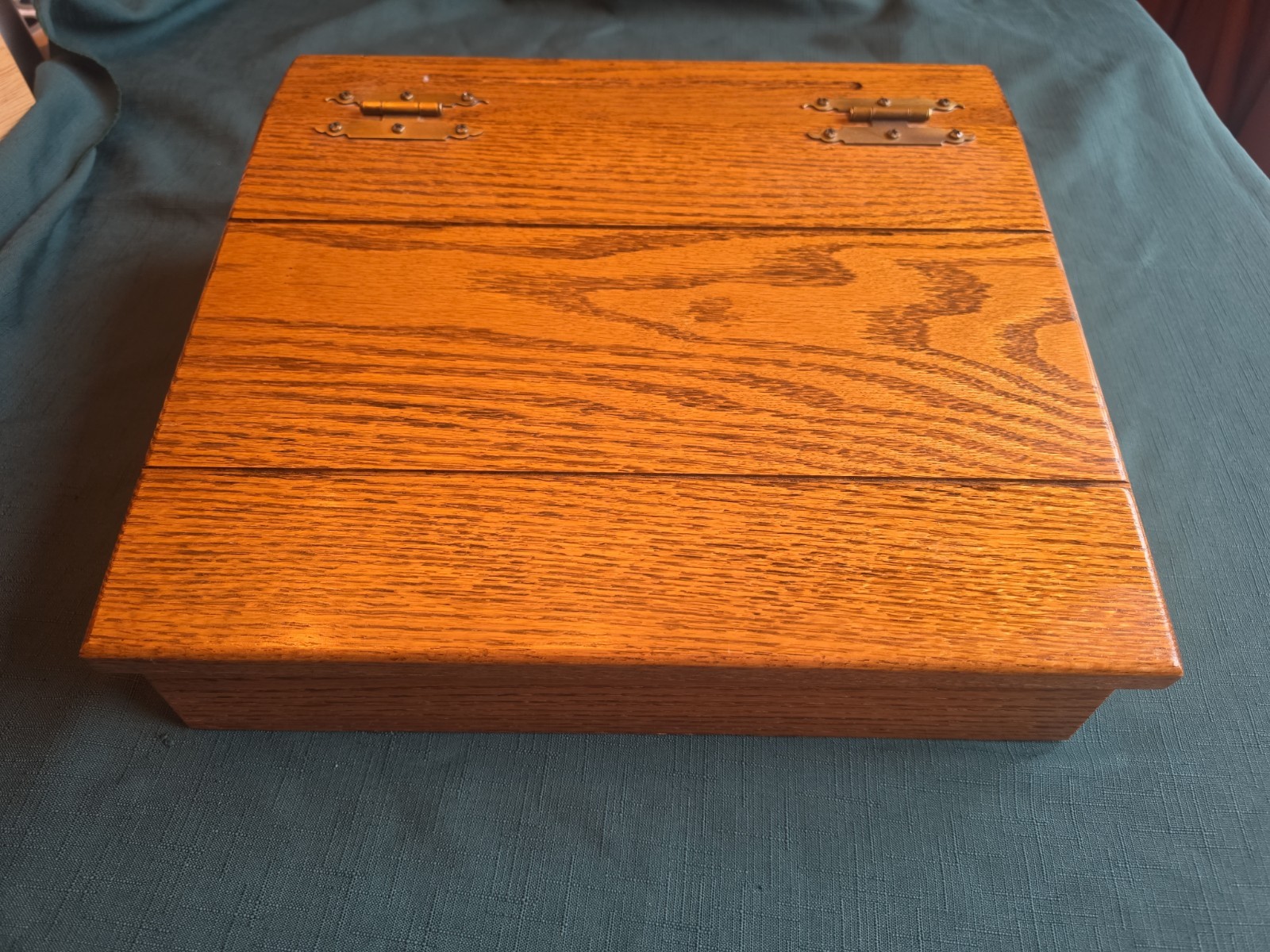Vtg Wooden Lap Writing Desk Slant Tilt Top Hinged Storage Portable READ