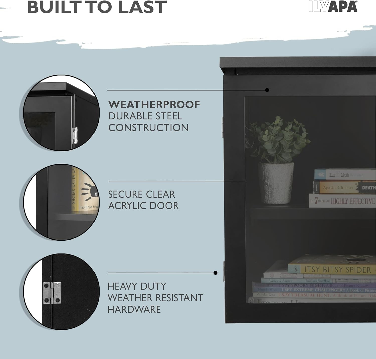Outdoor Library Book Box – Free Literature Exchange Kit for outside – Black Powd