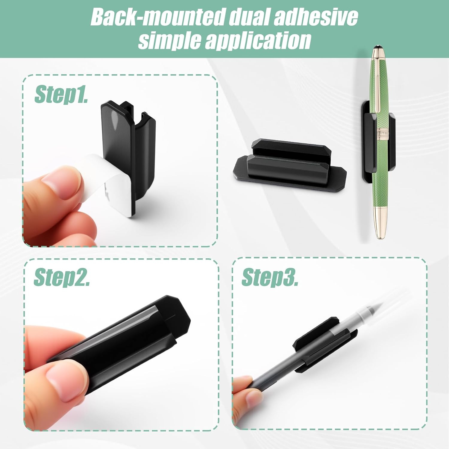 10 Pack Adhesive Pencil Holders for Desk, Flexible Silicone Pencil Holders