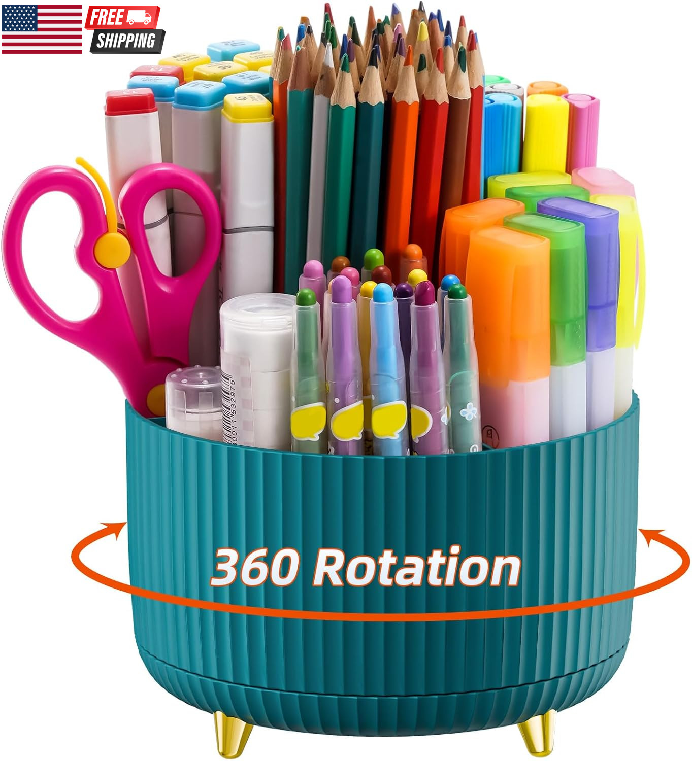 Desk Organizer, 360-Degree Rotating Pen Holder, Desk Organizers and Accessories