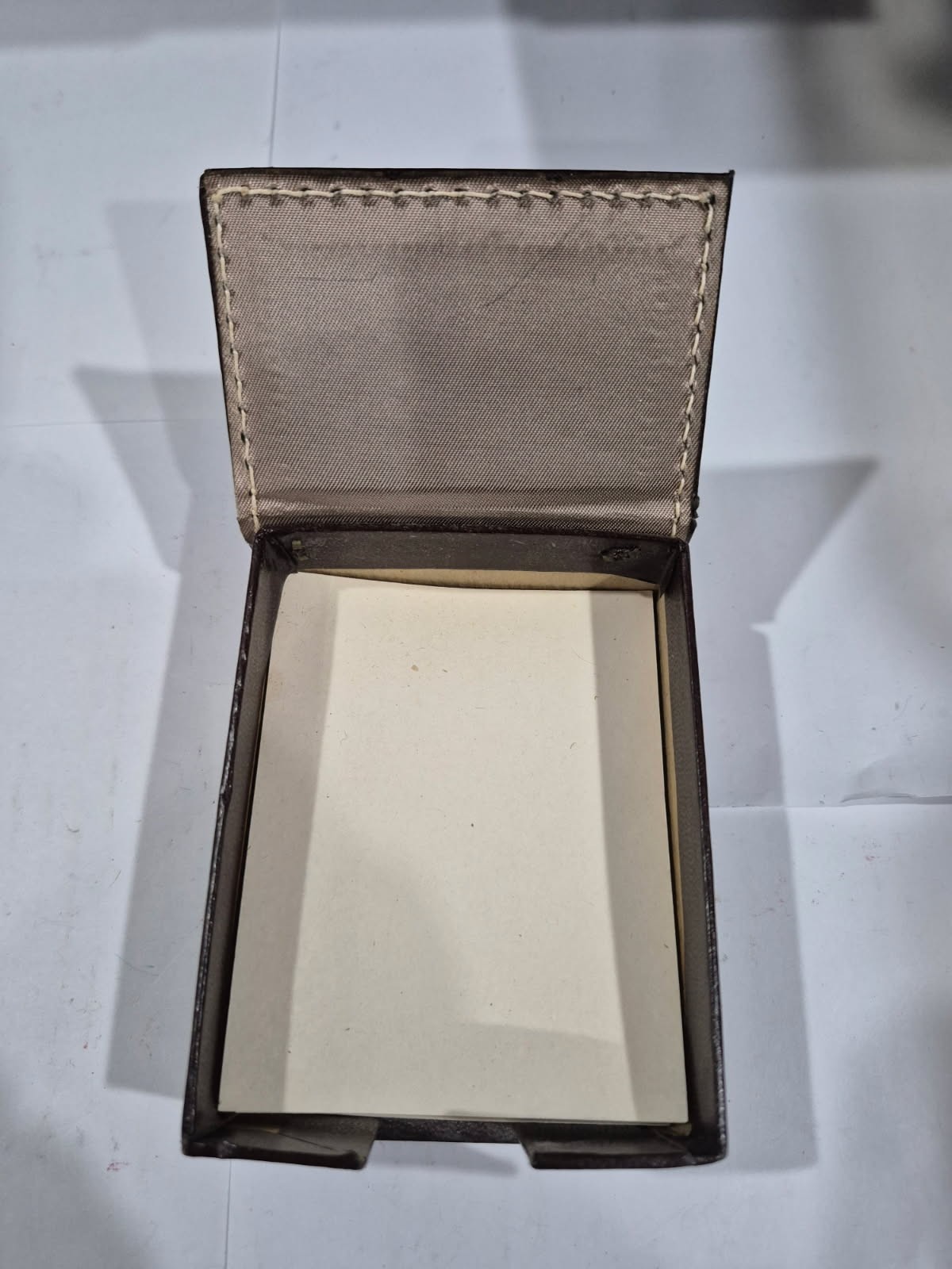 Leather Desk Top Memo Paper Holder Vintage 4″ x 3″ UT14