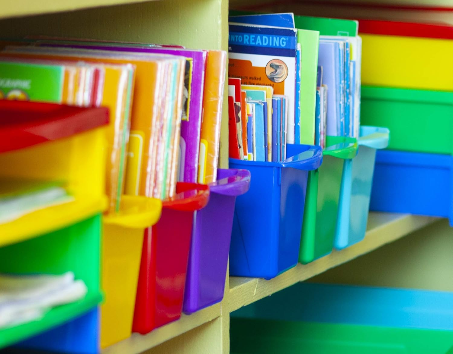 Small Book Bin – Interlocking Plastic Organizer for Home, Office and Classroom,