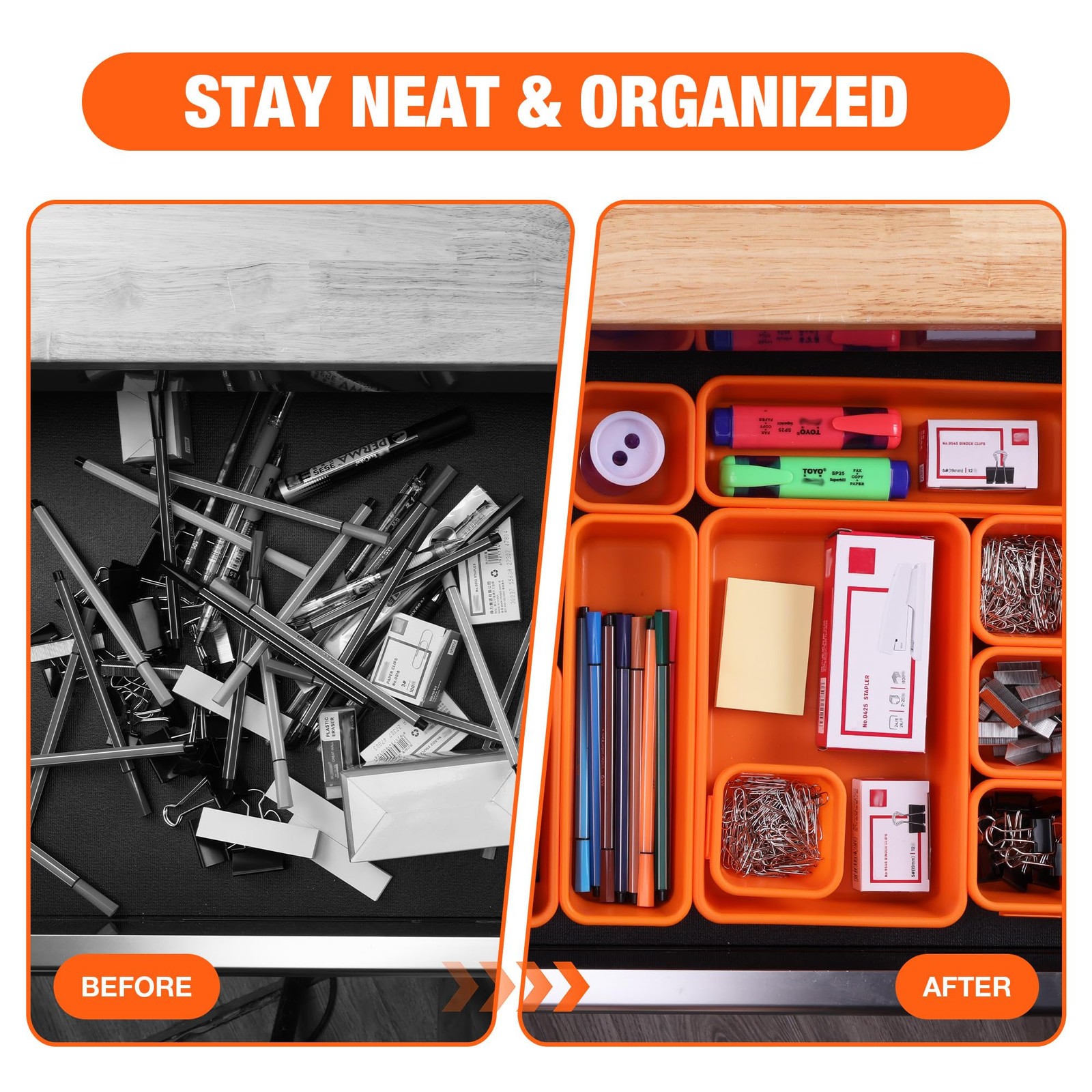 21 PCS Desk Drawer Organizer Set, PP Material Interlocking Drawer Organizer B…