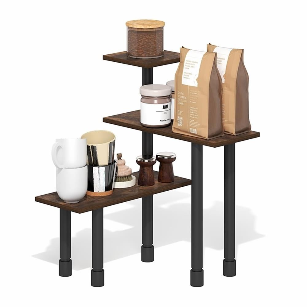 Pemberly Row 3-Tier Adjustable Countertop Corner Organizer in Amber Pine