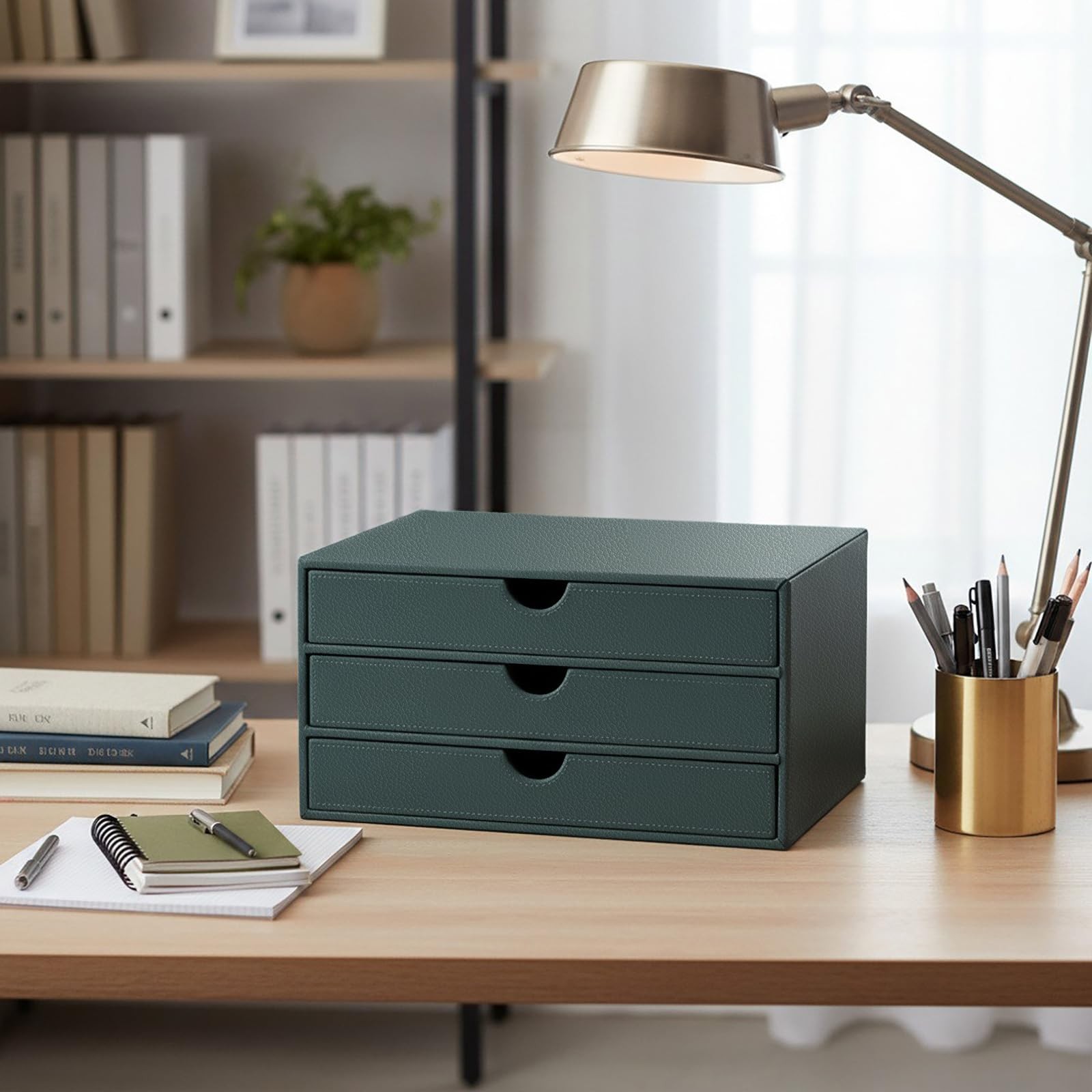 Leather Desktop Drawer Organizer, File Cabinet Magazine Document Holder, Offi…