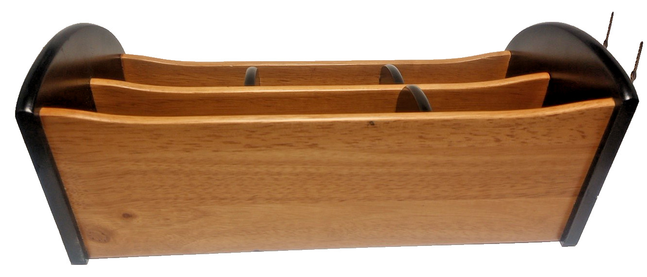 Oak Wood with Ebony Trim Desk Top Office Organizer, 16″x 9″ x 5″