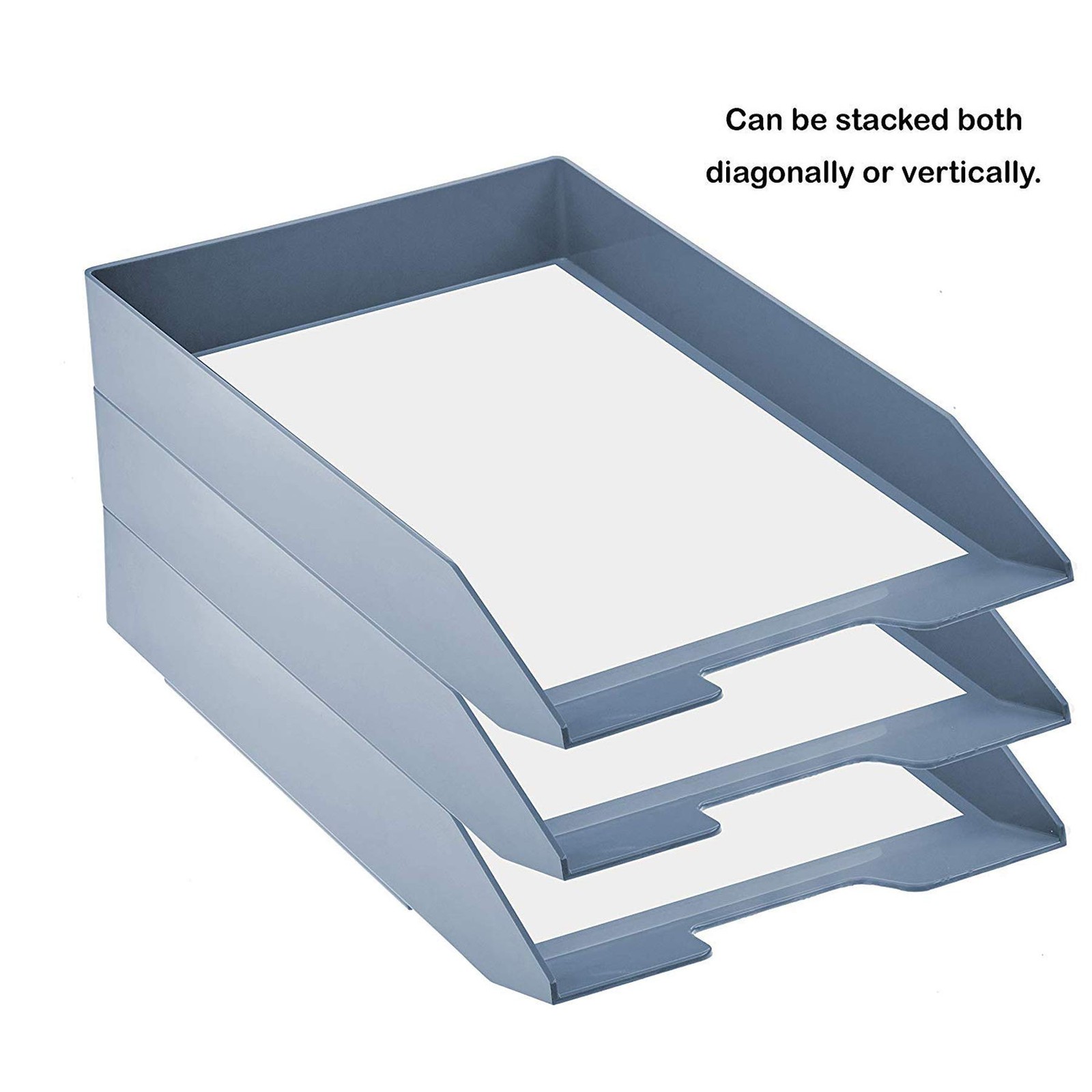 Acrimet Stackable Letter Tray Front Load, 14″ x 9.8″ x 1.7″, Solid Blue Color