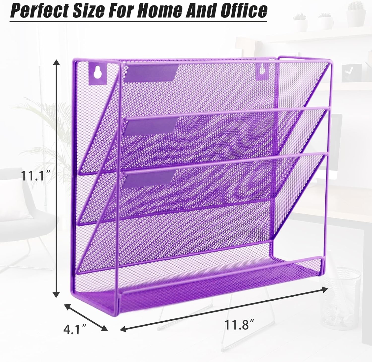 Desk File Organizer Mesh 4-Tier Hanging Wall Mount Document Organization Stand