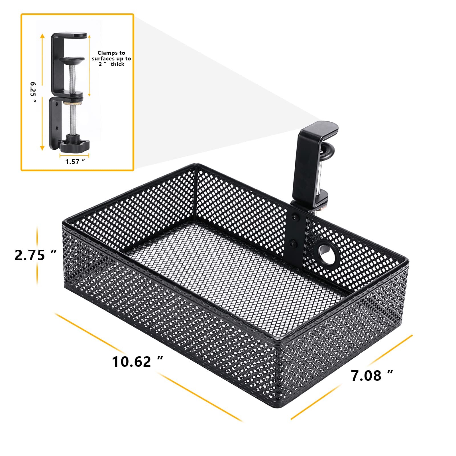 Clamp~On Desk Organizer with Swivel Pencil Drawer, Black