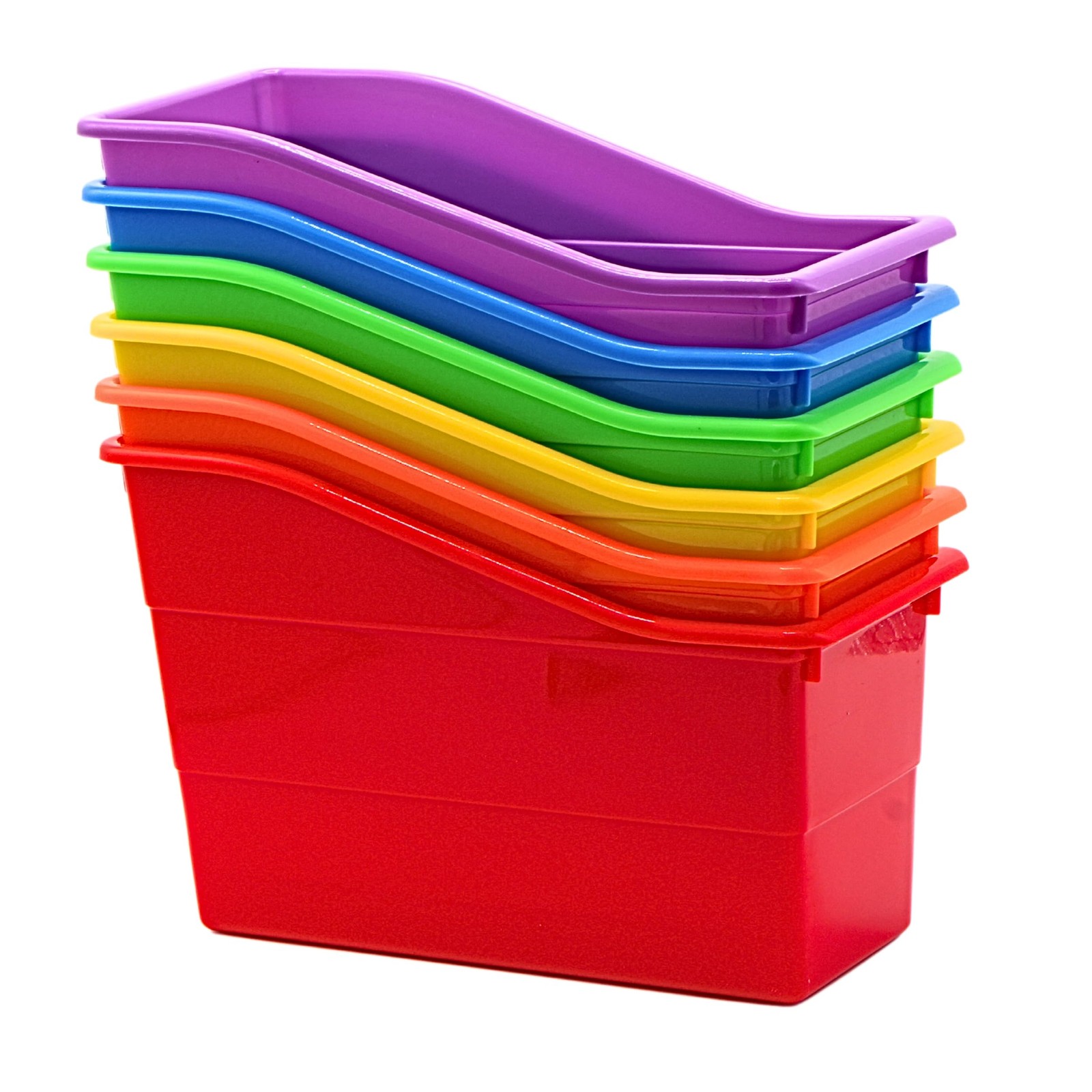 6 Durable Book and Binder Holder, Files Book Bins for Classroom, Plastic Vert…