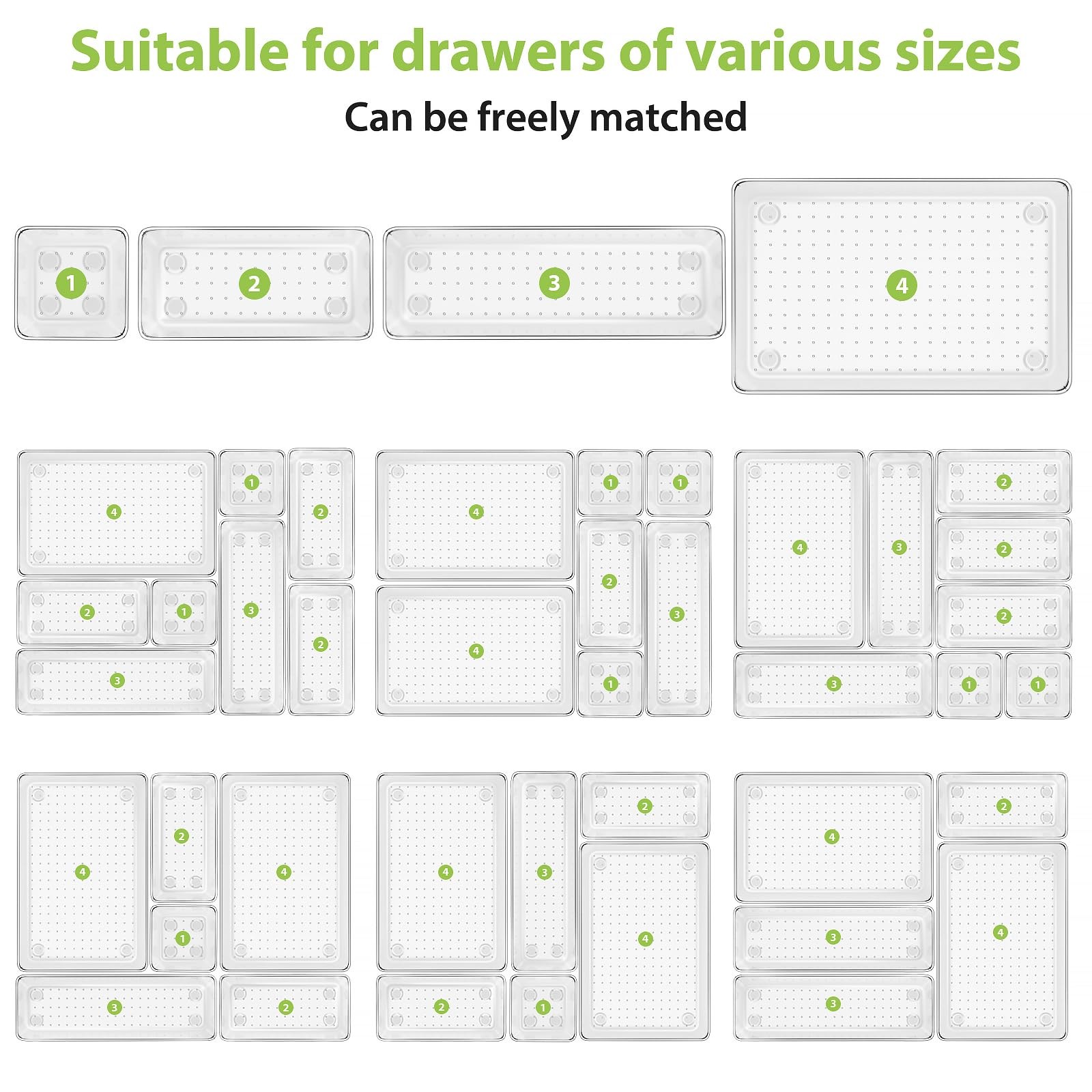 25 Piece Clear Drawer Organizer Set, 4 Sizes Bathroom Vanity Organizer Trays …