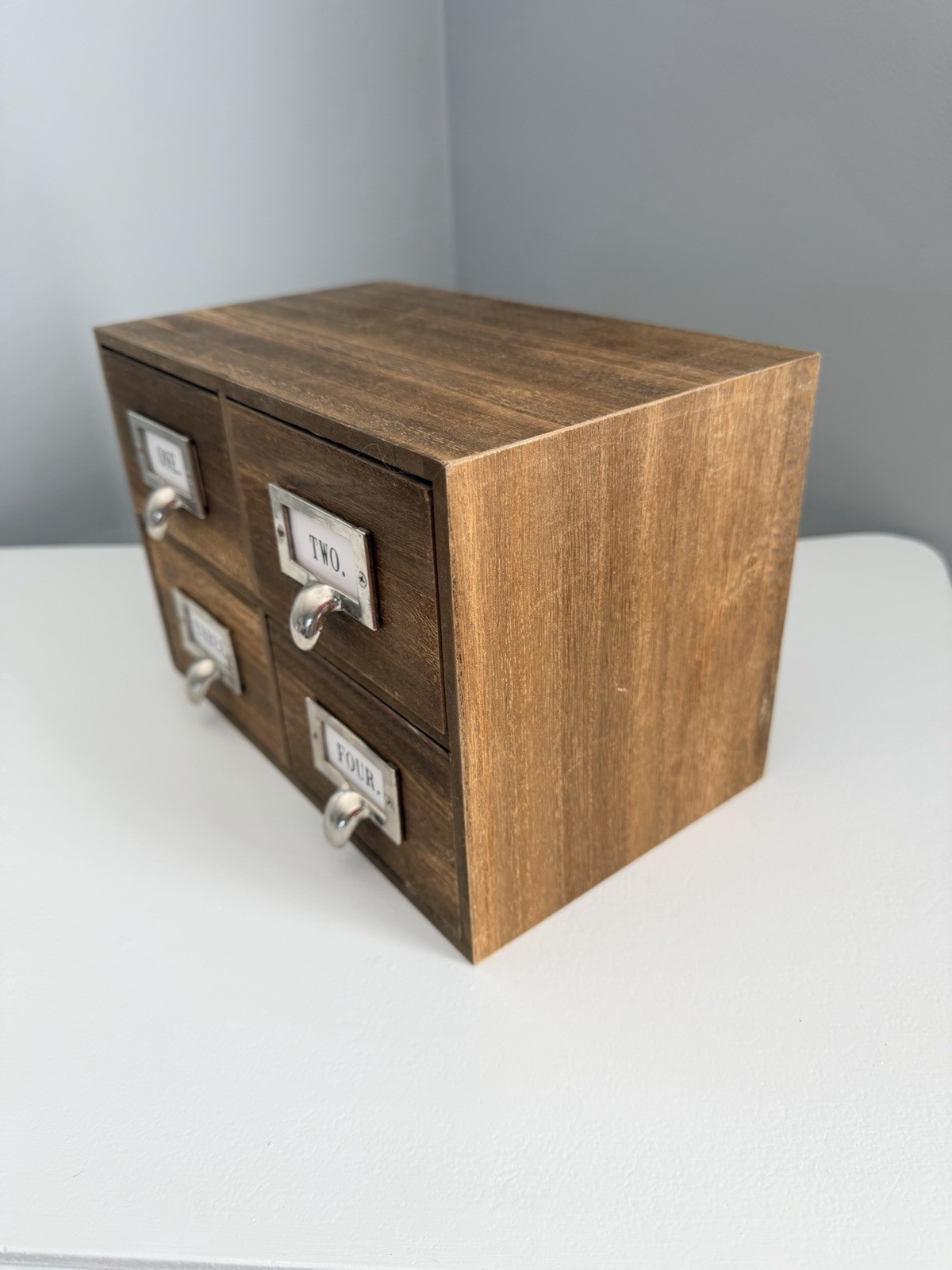 Desk Organizer with Drawers Wooden Desktop Storage Cabinet Storage Box, 4 Drawer