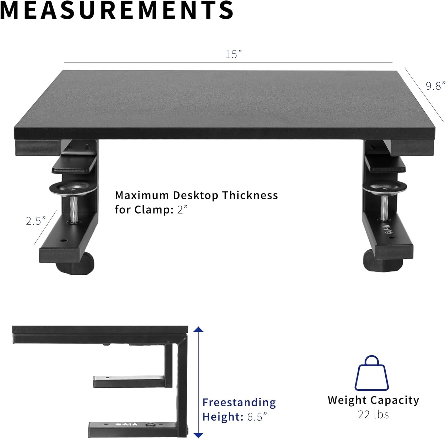 VIVO Clamp-on 15 inch Desk Extension Shelf for Gaming 15", Black