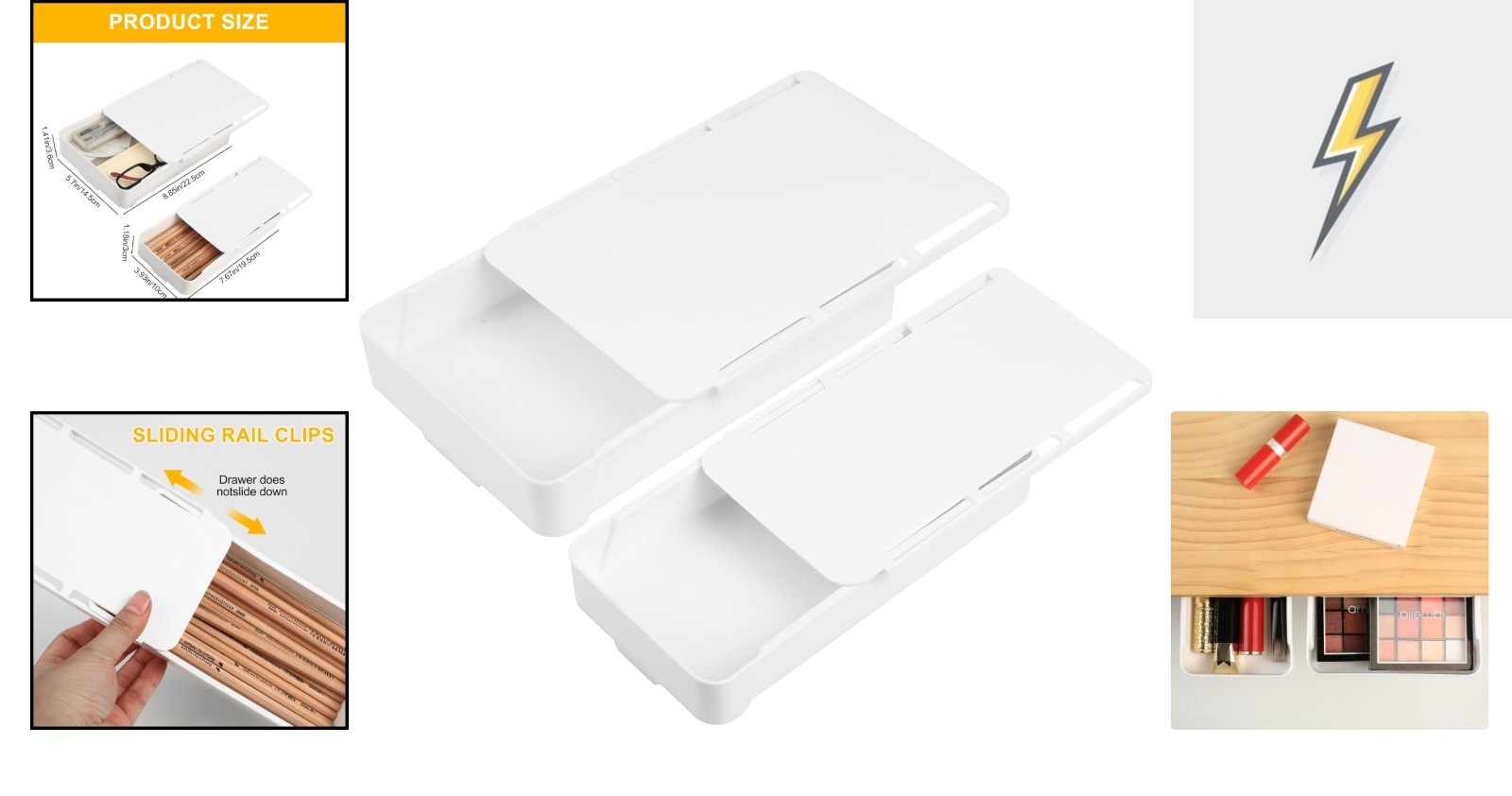 2-Piece Self-Adhesive Under Desk Drawers – Space-Saving Storage Solution