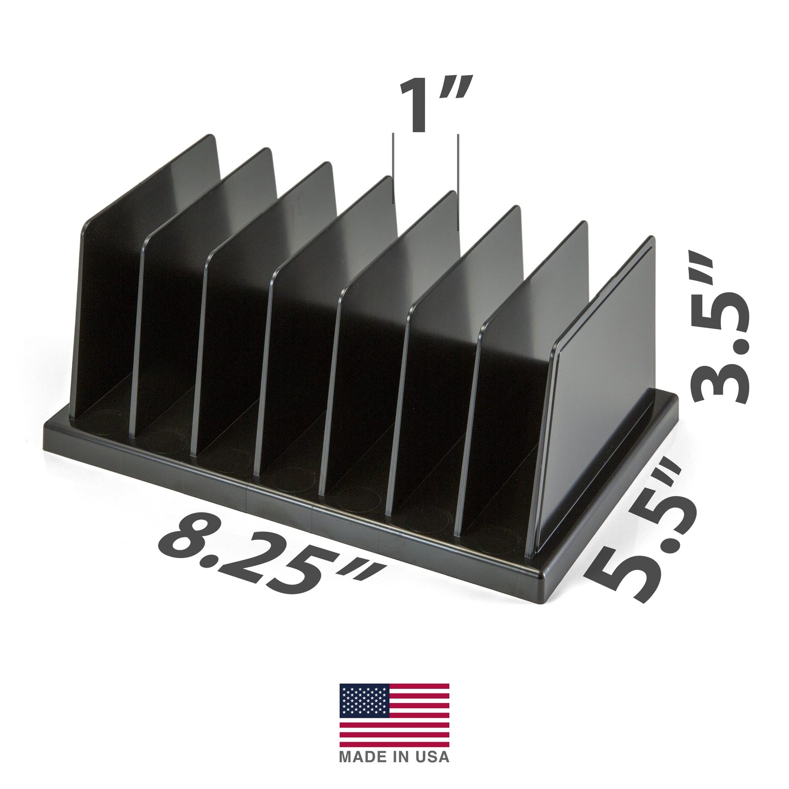 Officemate Medium Standard Sorter, 7 Compartments, Mail (Pack of 1), Black