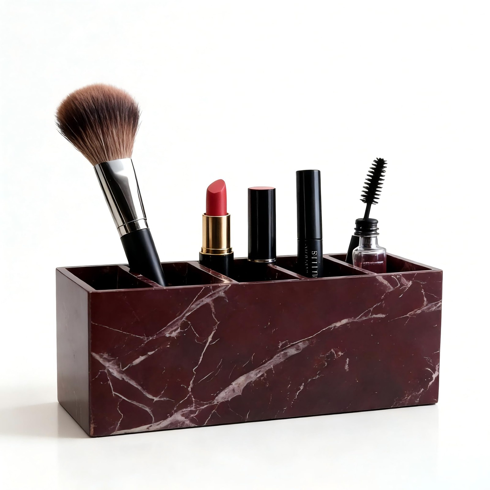 SIRIZEN-DIVING Purple Red Marble 5-Compartment Desk Organizer