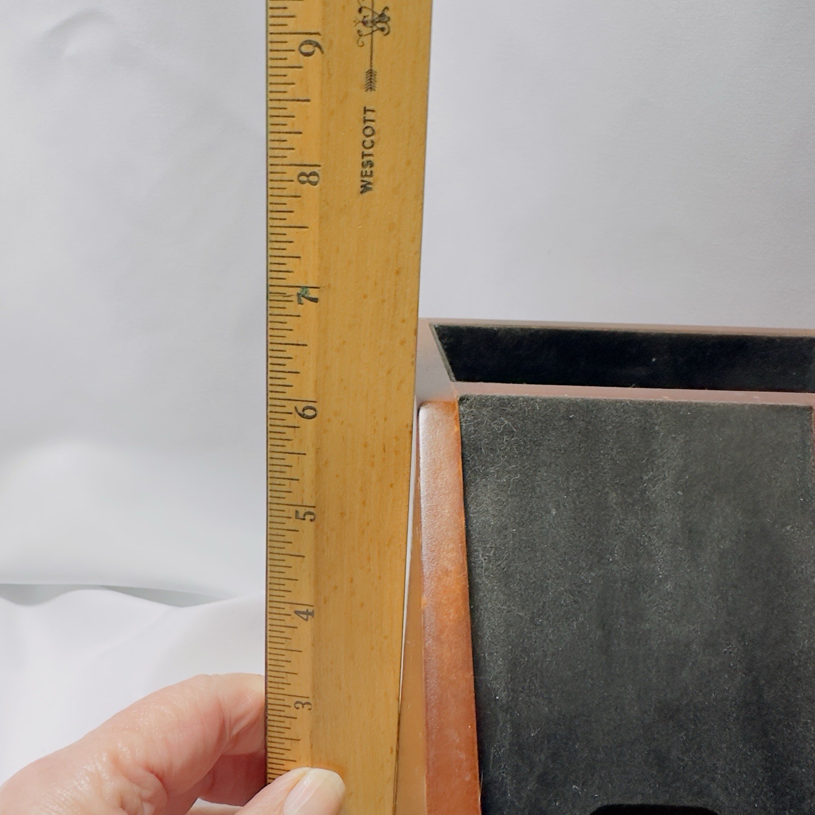 Vtg Wooden Office Desk Top Organizer Stationary 2 Drawer 5 Slots Felt Lined