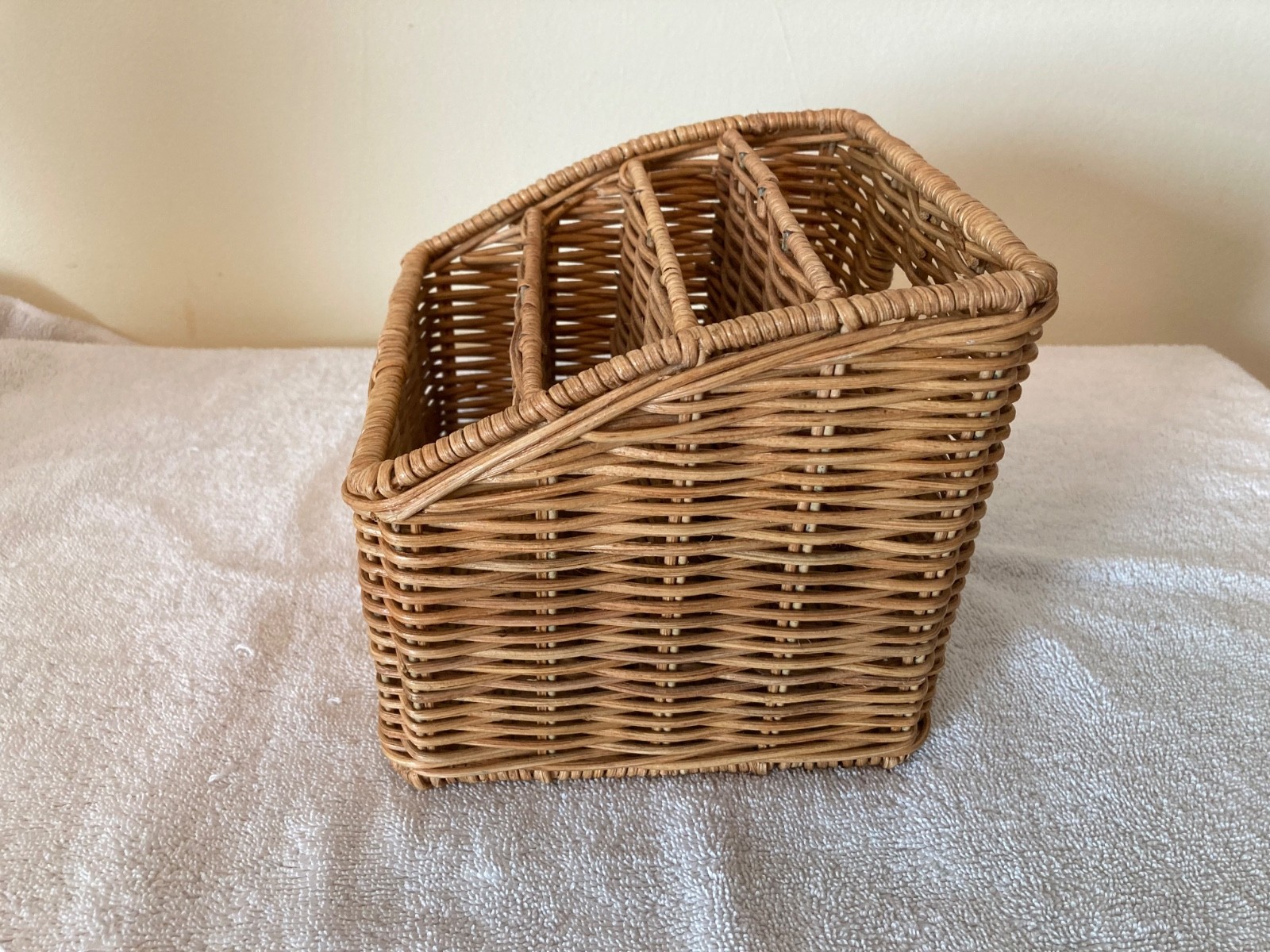 Hold Everything Wicker Letter Holder Organizer 4 sections Made in Philippines