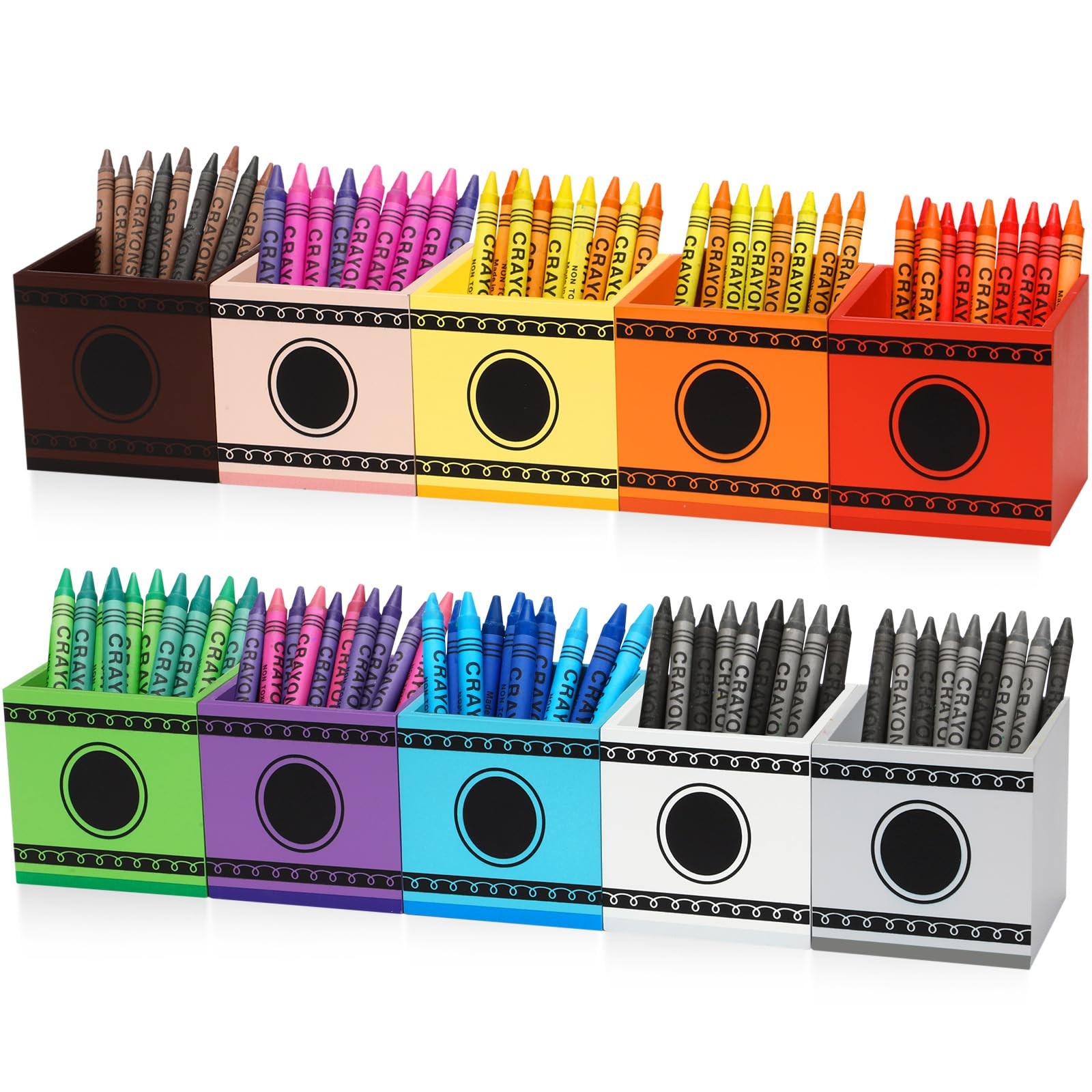 10 Pcs Crayon Organizer Crayon Holder Wooden Colored Pen Holder Dispenser Mar…