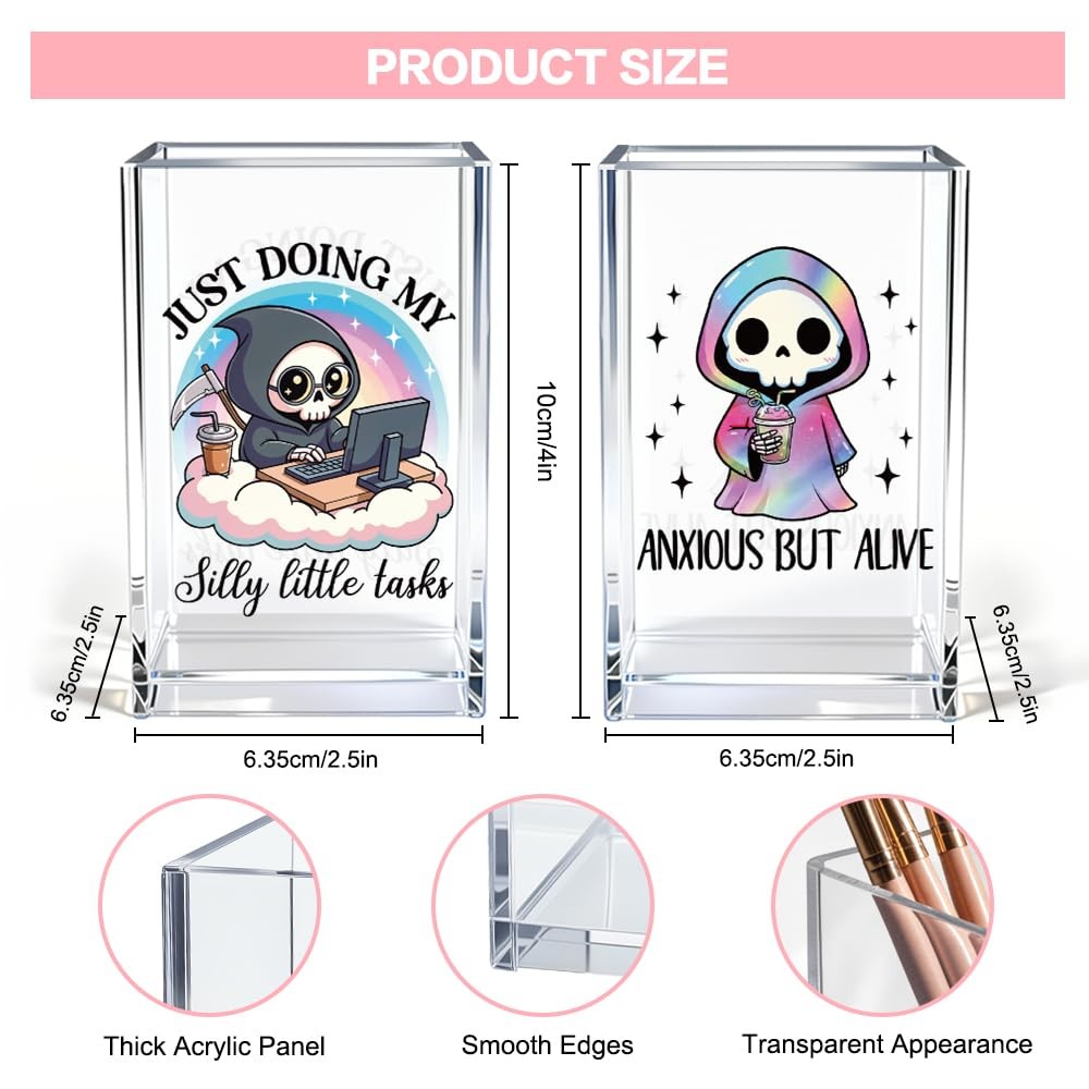 Anxious But Alive Just Doing My Silly Little Tasks Acrylic Pen Holder Cup Set…