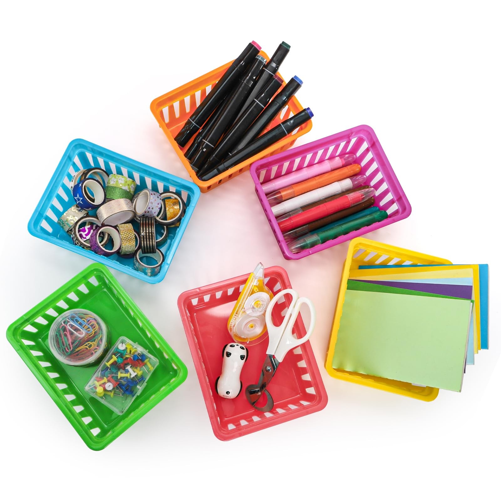 24 Pack Classroom Storage Baskets, Small Plastic Baskets for Organizing, Colo…