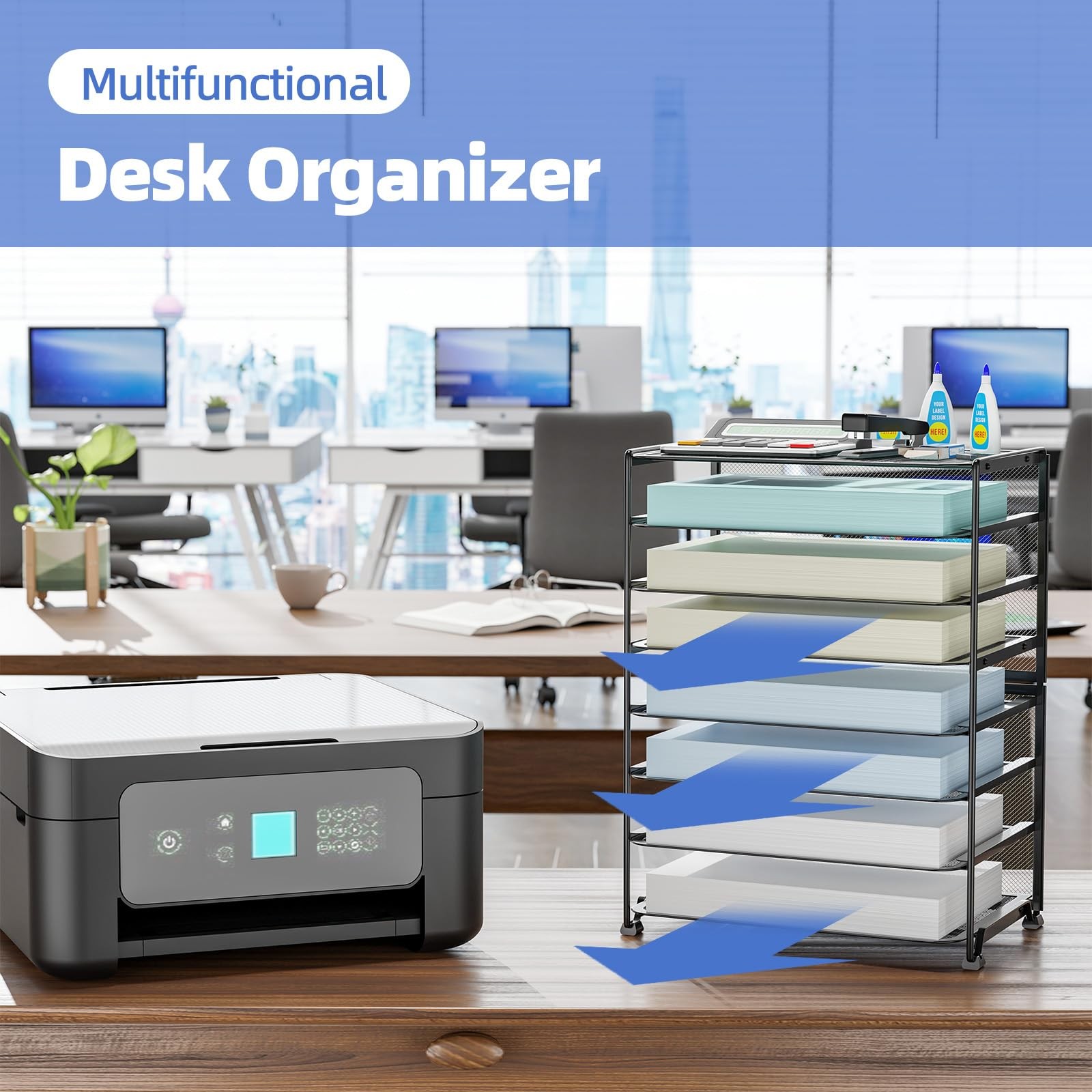 2 Pack 8 Tier Letter Tray Paper – Mesh Desk File Organizer for Office School …