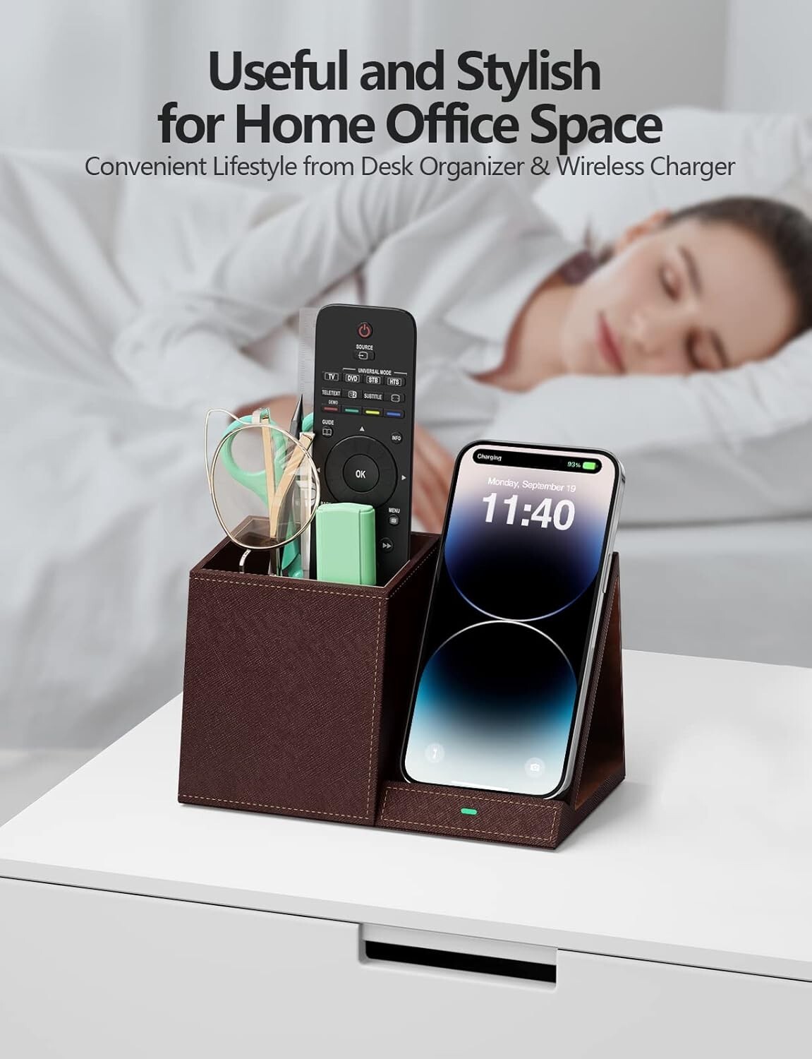 Desk Supplies Organizer, Multi-Functional Pencil Pen Holder with Wireless Cha…