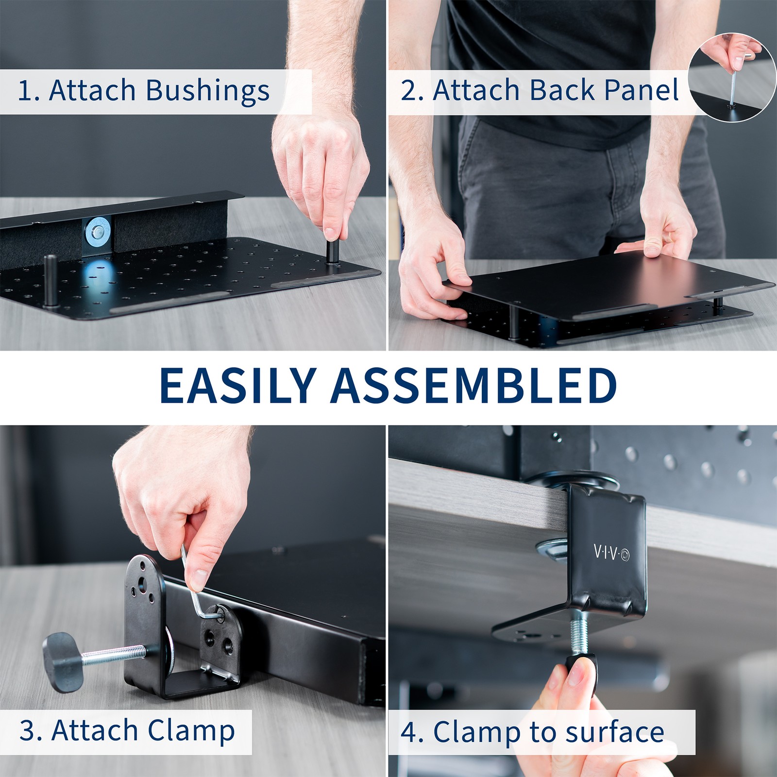 VIVO Steel Clamp-on Rotating Pegboard with Laptop Holder, Magnetic Organizer