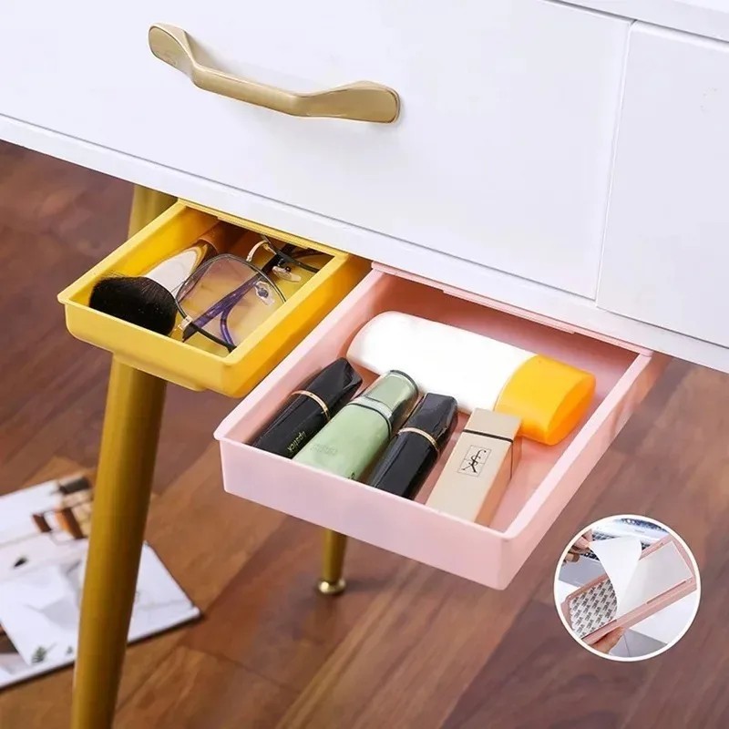 Under Desk Drawer Hidden Storage Organizer Self Adhesive Office Home Tray.