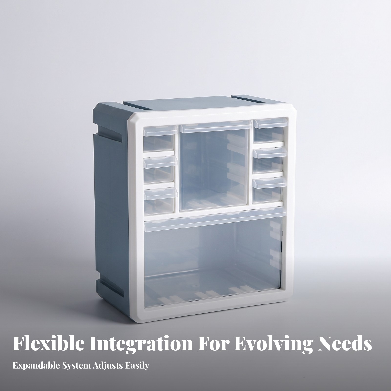 Desktop Storage Cabinet Transparent Drawers Craft Supply Organizer White Frame