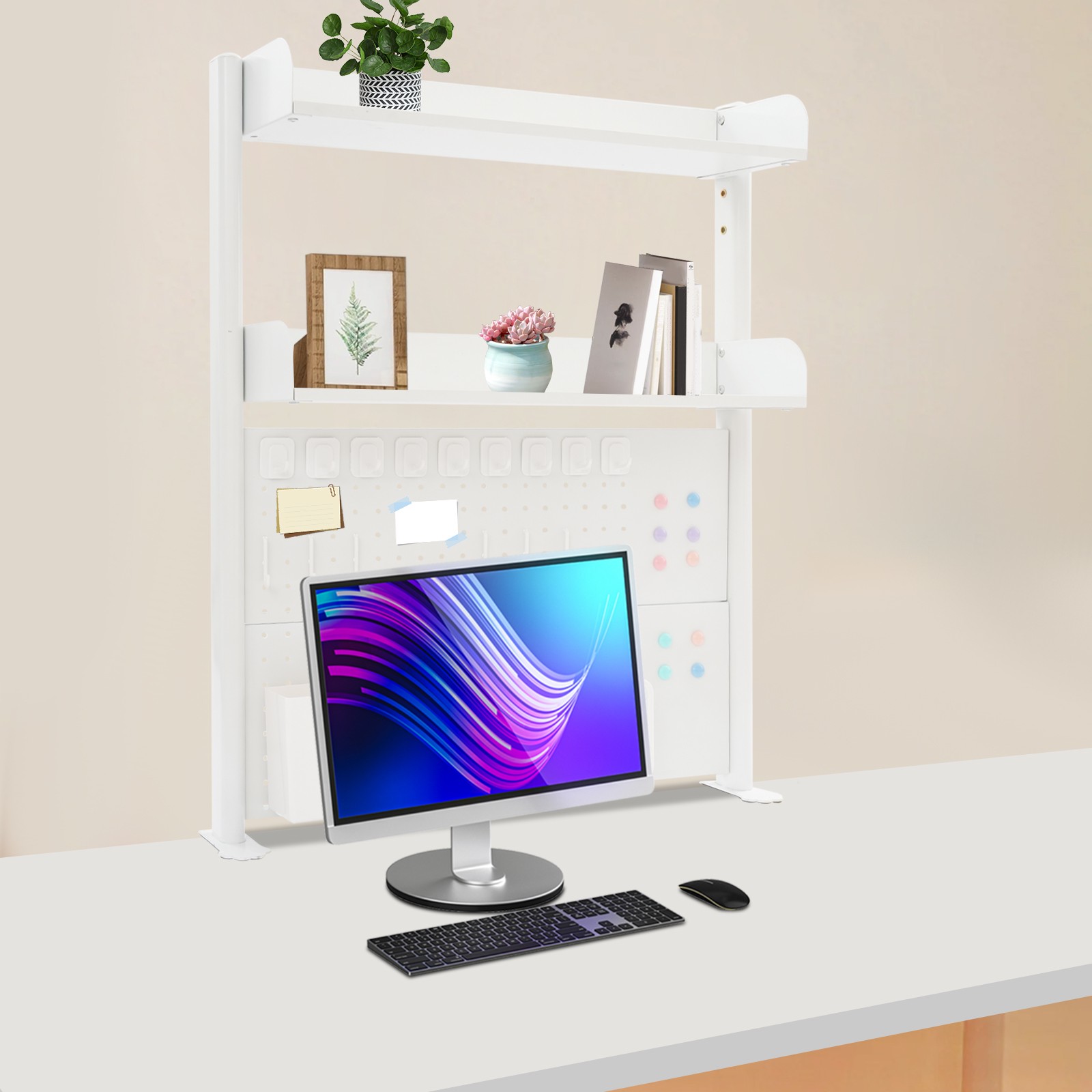 Clamp-on Desk Shelf with Pegboard, Clamp On Desk Bookshelf Desk Above Organizer