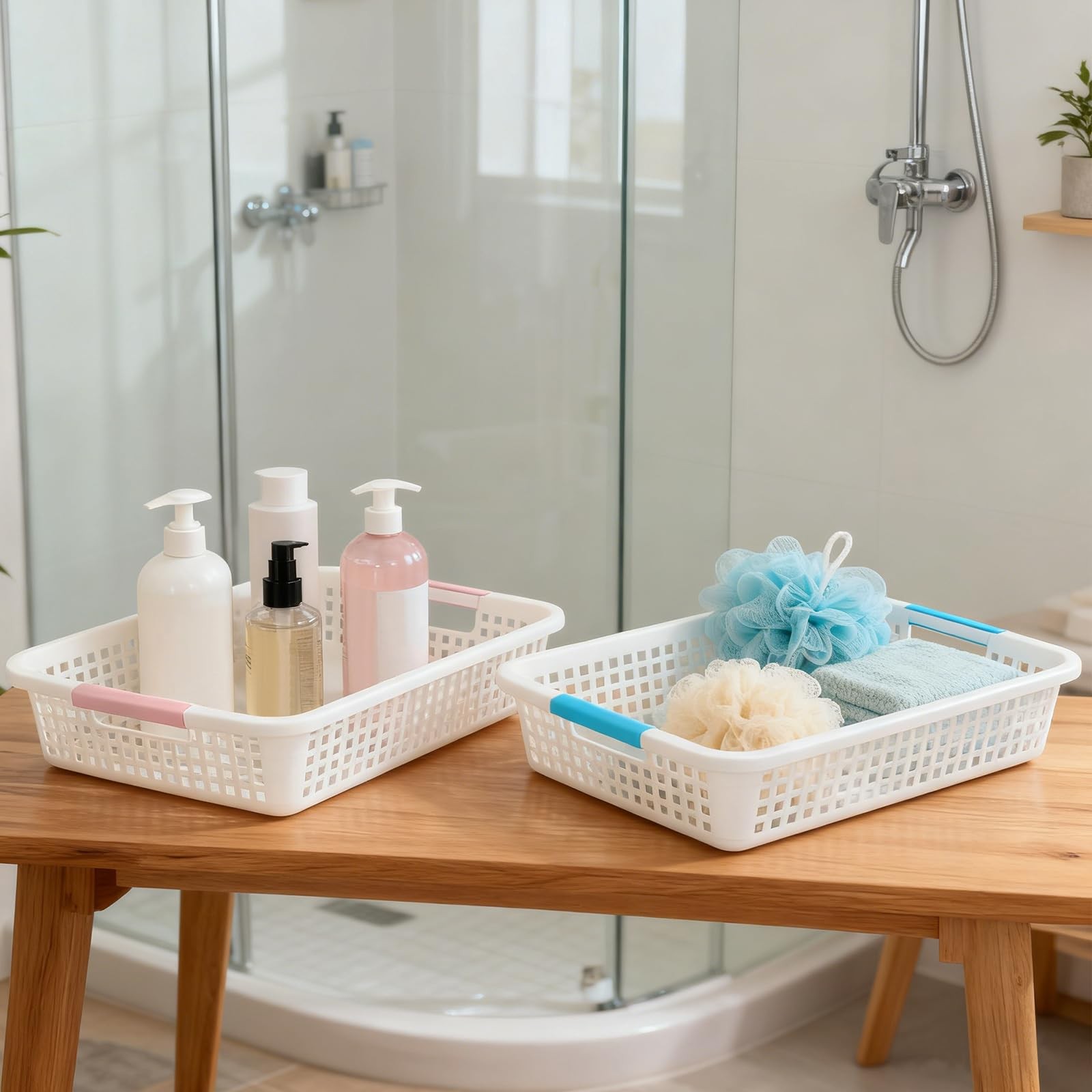 8 PCS Plastic Classroom Storage Baskets 15x10x3 Inch Desktop File Tray