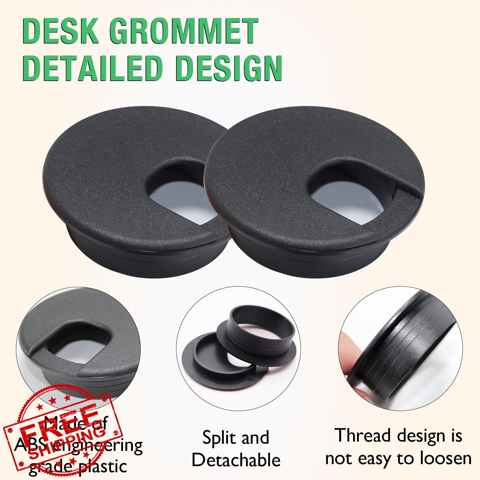EASYEAH 10pk White 1-3/8″ Desk Grommet
