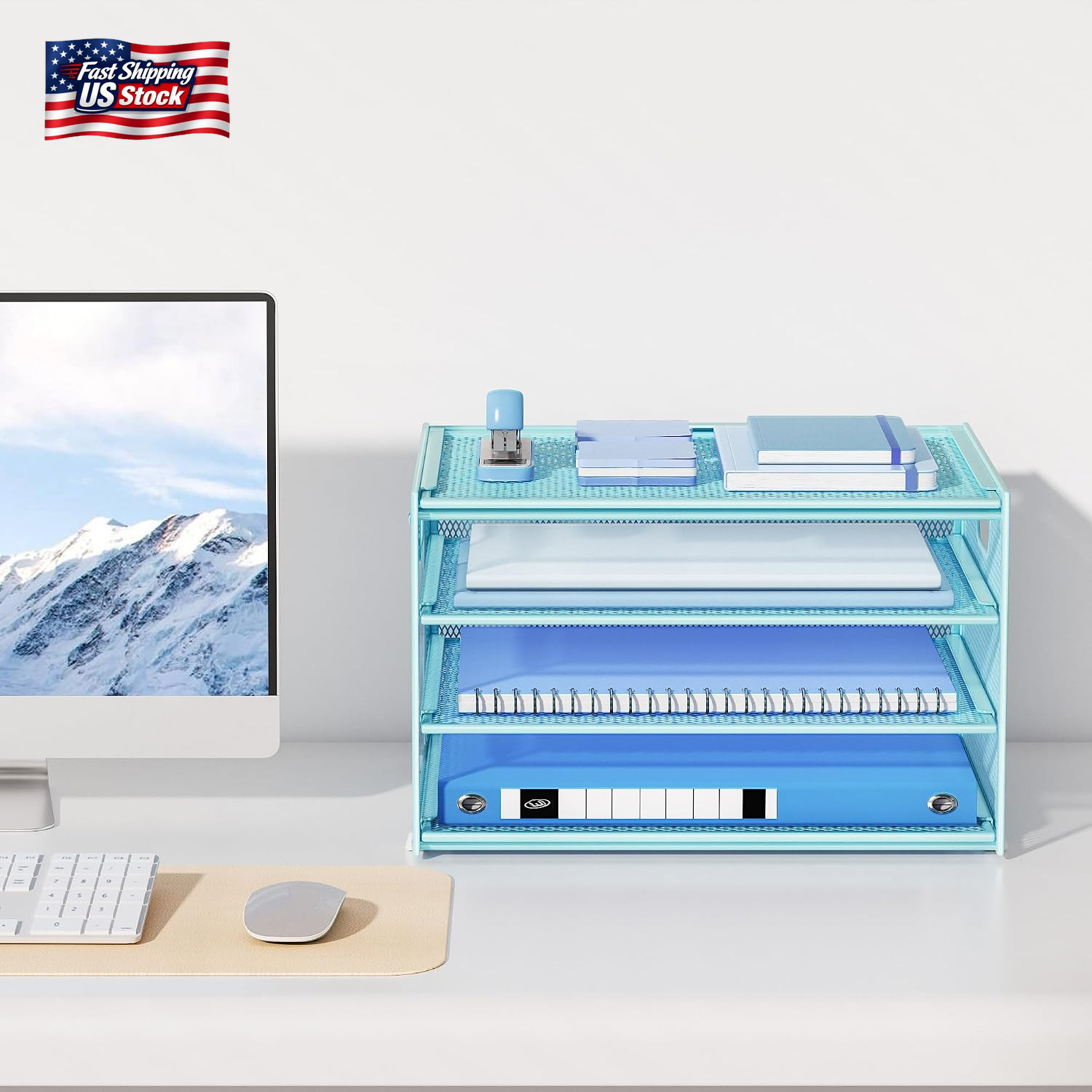 Lavatino 3-Tier Letter Tray Desk Organizer, Mesh Metal Paper File Tray Organizer