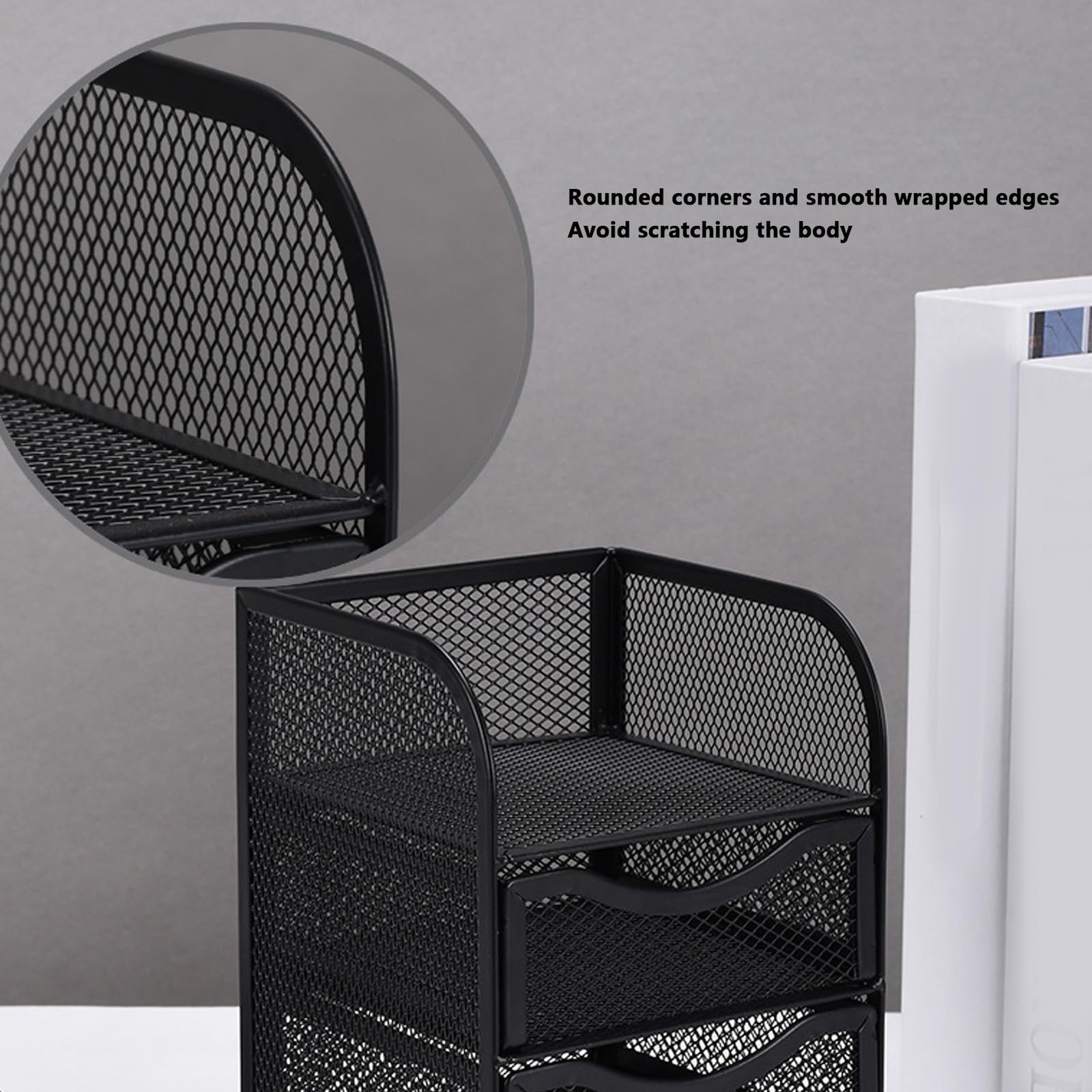 LJCM Desk Organizer, 3 Drawers Office Multifunctional Black