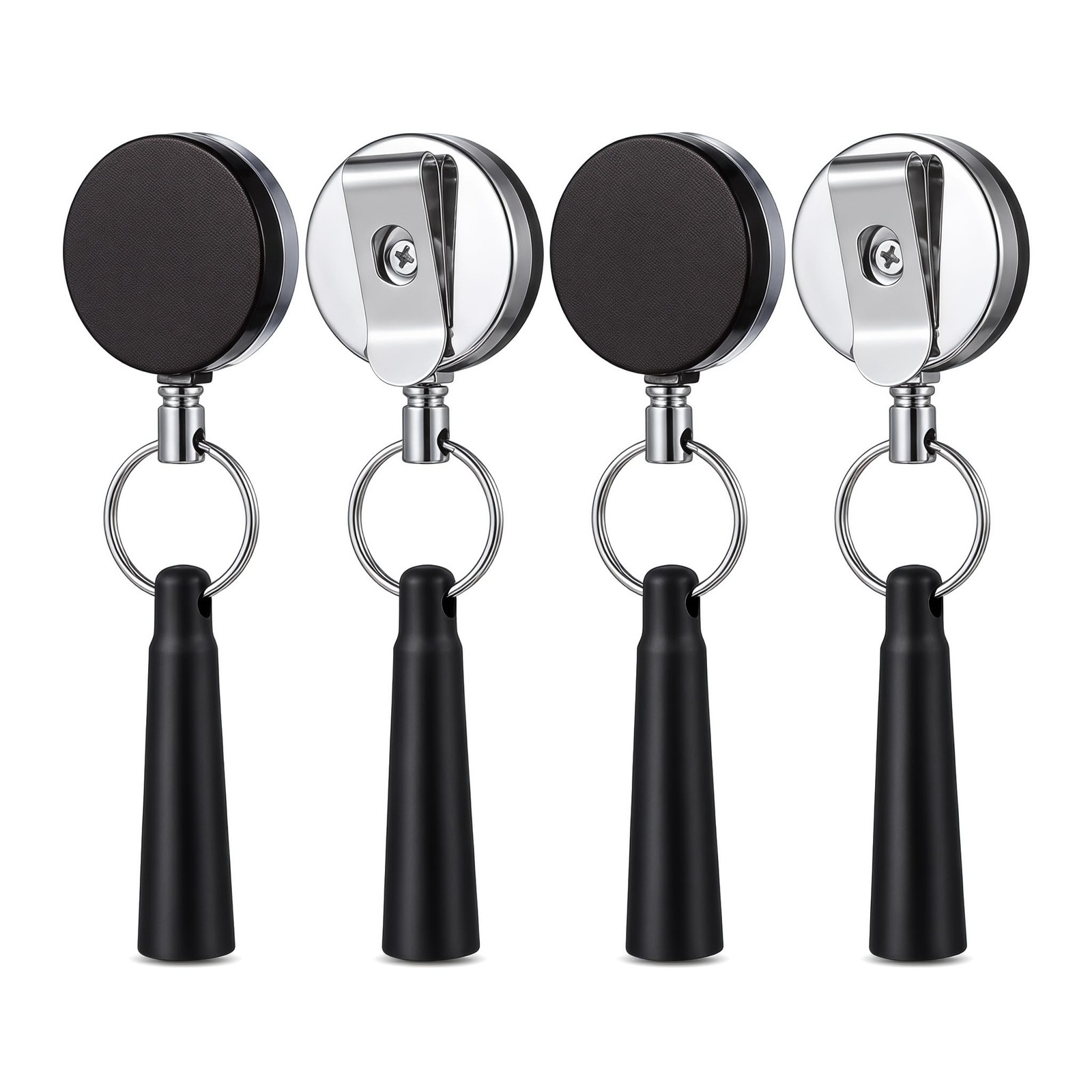 4 Pack Heavy Duty Silicone Retractable Pull Pen Pencil Holder with Steel Cord