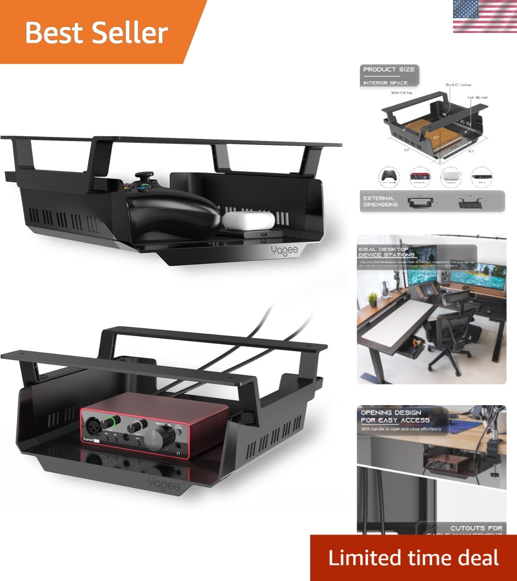 Self-Adhesive Under Desk Shelf Storage – Perfect for Gaming and Workstations