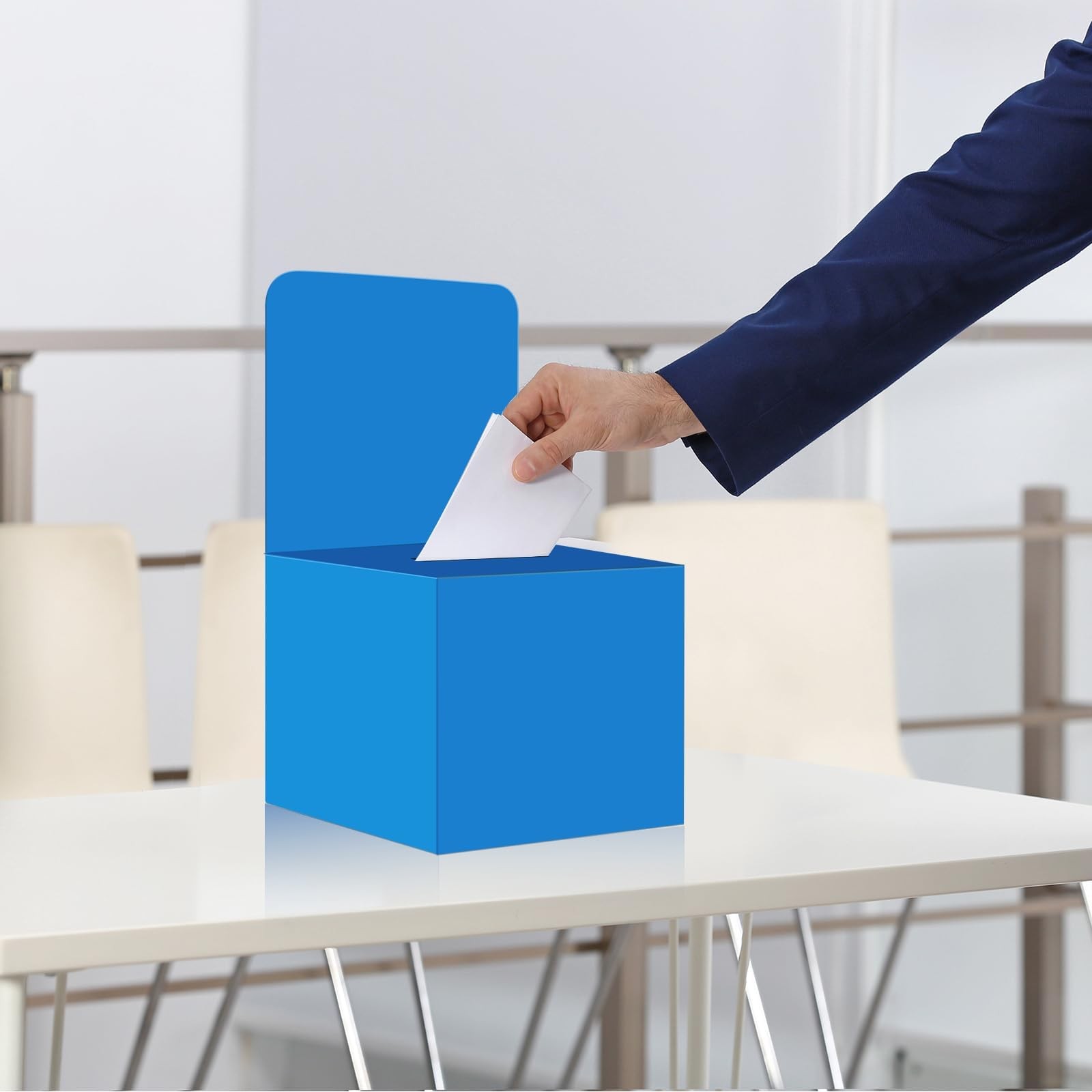 zzhxkjhky 6 Pack Raffle Boxes Ballot Box Suggestion with Slot, 6 x 6 Blue
