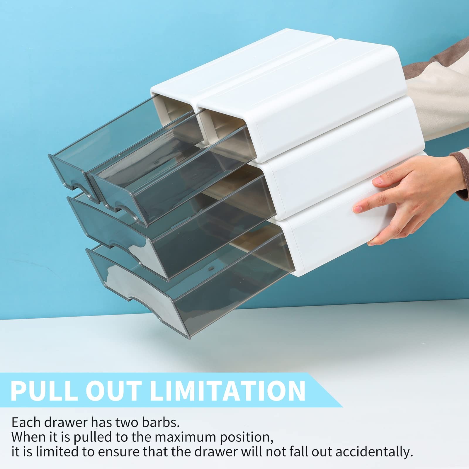 OSteed White Desktop Drawers for Paper, Stackable 3 Mixed Drawers,