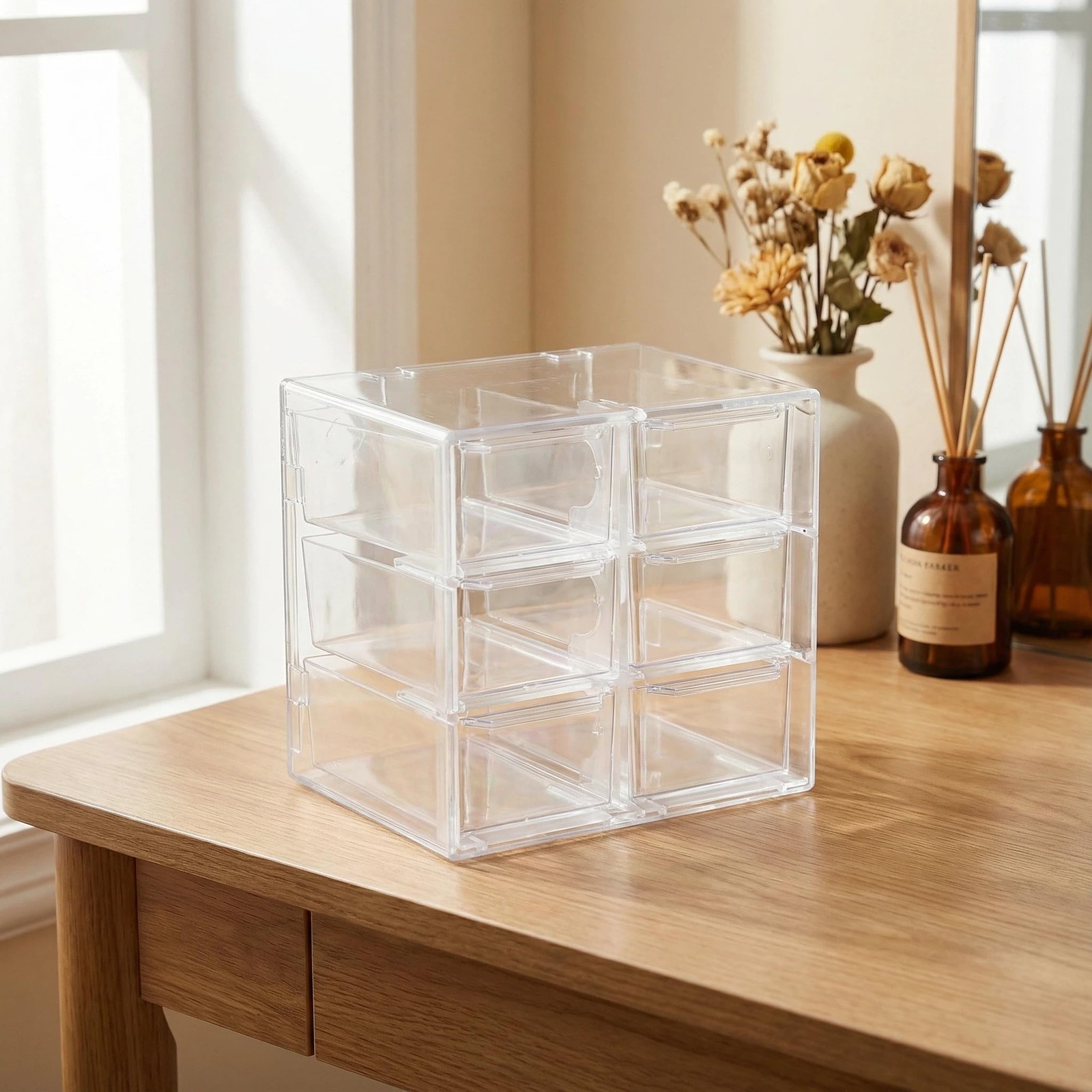 Acrylic Drawer Organizer, Clear Desk Organizer with Drawer, Plastic Stackable…
