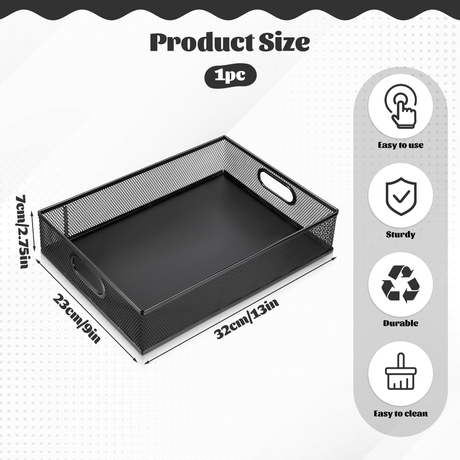Desk Drawer Organizer A4 Large Black Mesh Portable Paper Letter Mail Basket