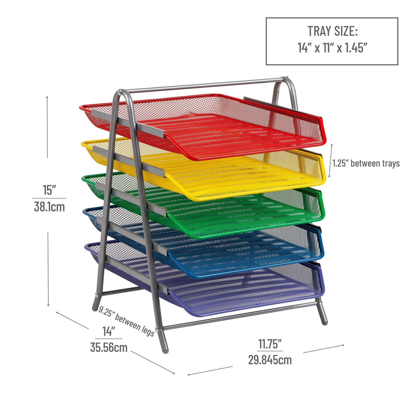 Mind Reader 5-Tier Paper Tray Organizer Multicolor Trays Classroom File