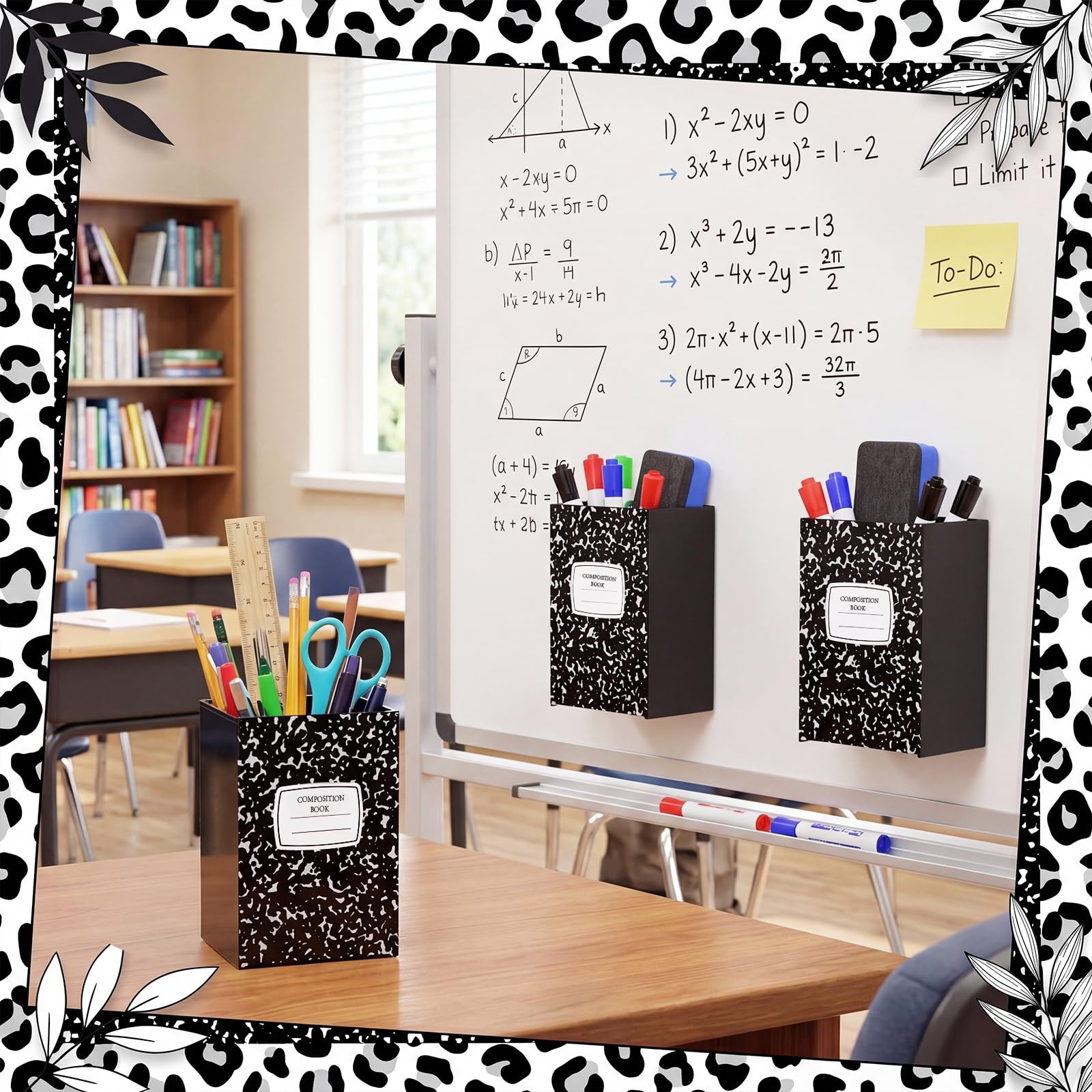 Gilprop 6 Pack Composition Notebook Magnetic Pen Holder Back to School Magnet…