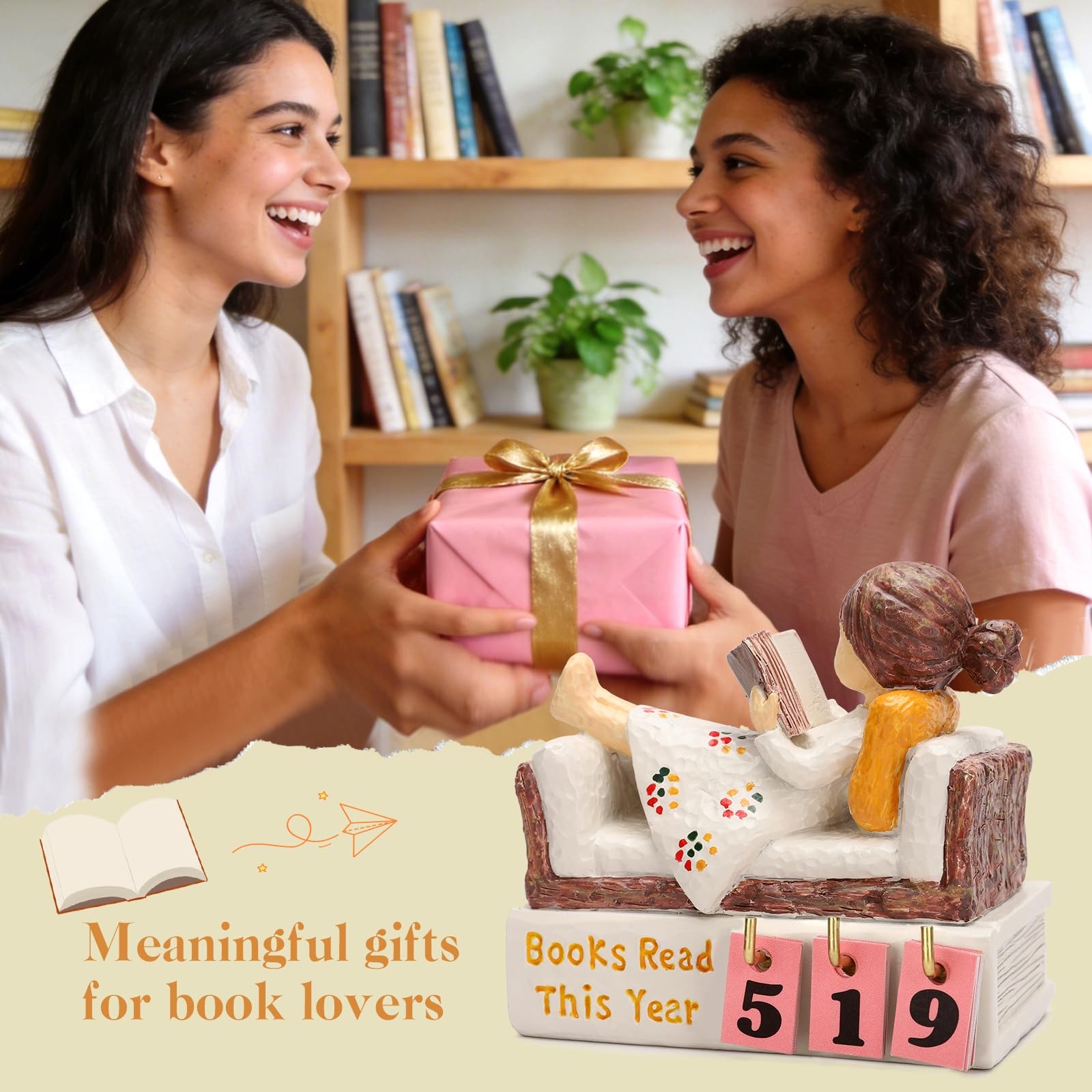 Books Read This Year Counter Book Lover Tracker Home Library Shelf Decor