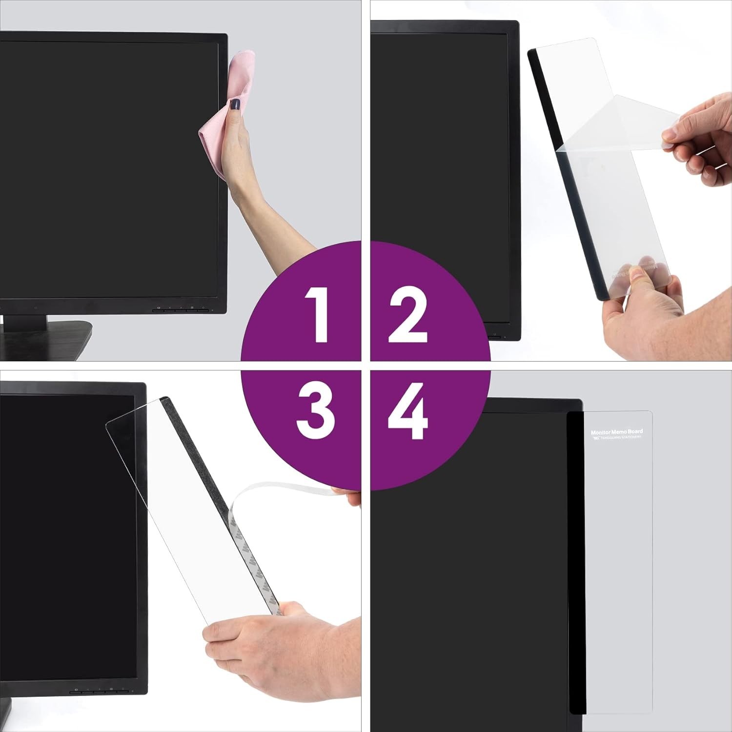 2pcs Computer Monitor Memo Board Sticky Note Holder Office Desk Accessories