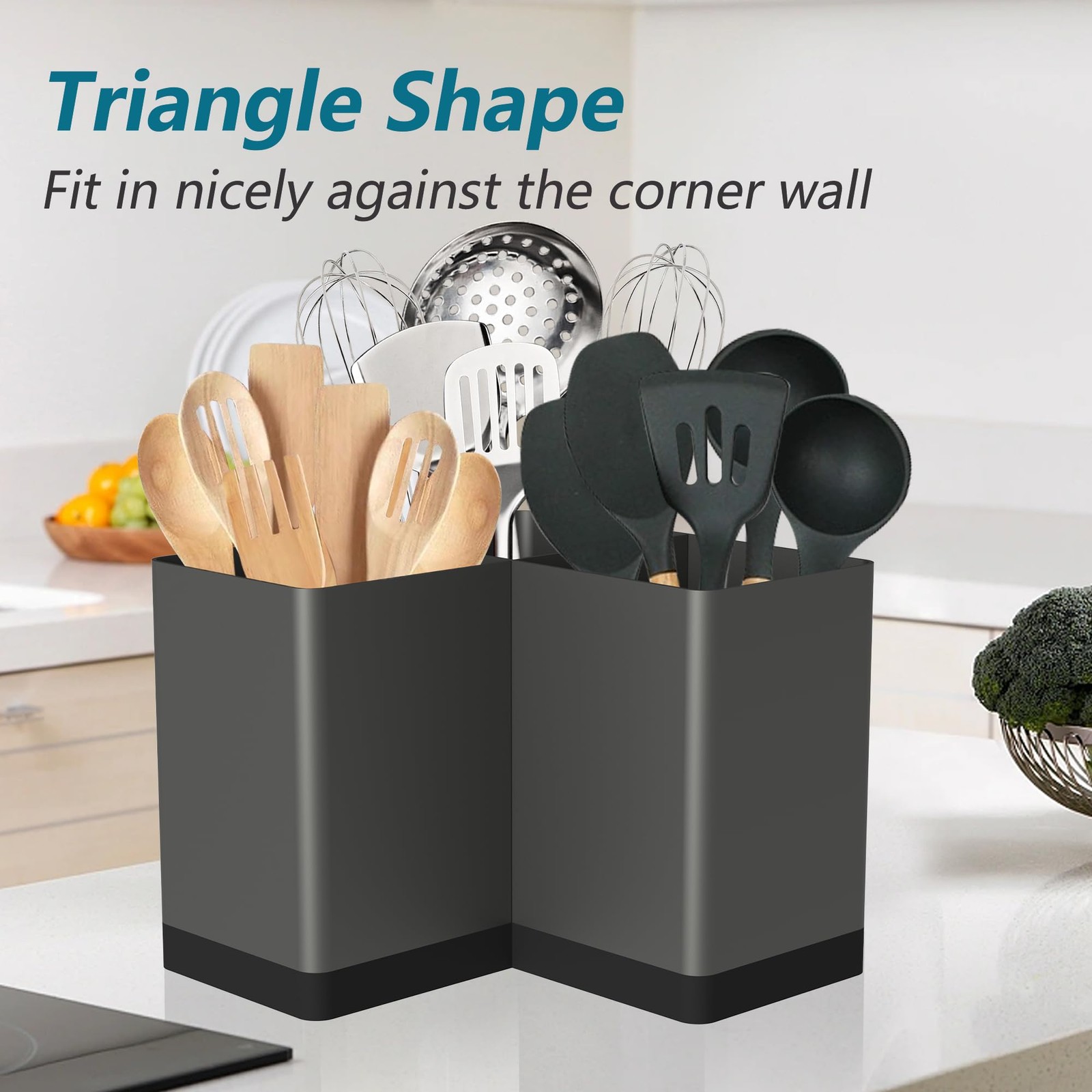 Suli Utensil holder, Kitchen Organizer for Corner Grey