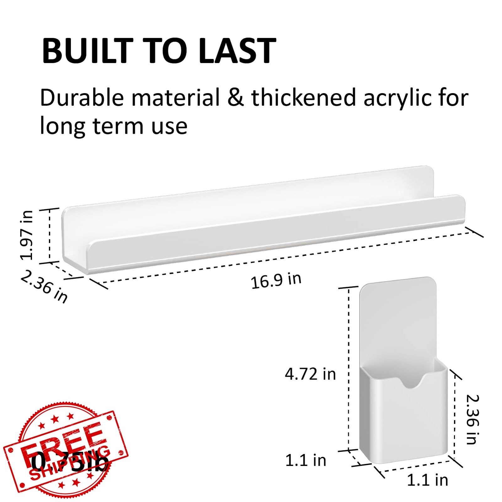 FUCDTEFC 2 Magnetic Shelf Pen Holder White