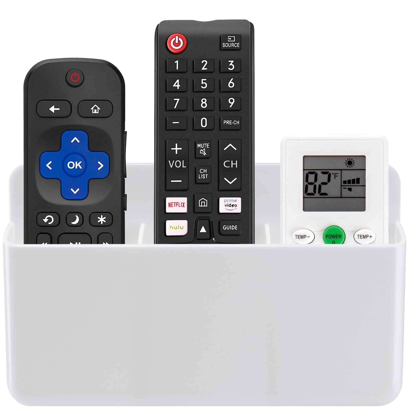 3 Slot Adjustable Remote Control Holder Wall Mount, TV Remote Box Hollow Bott…